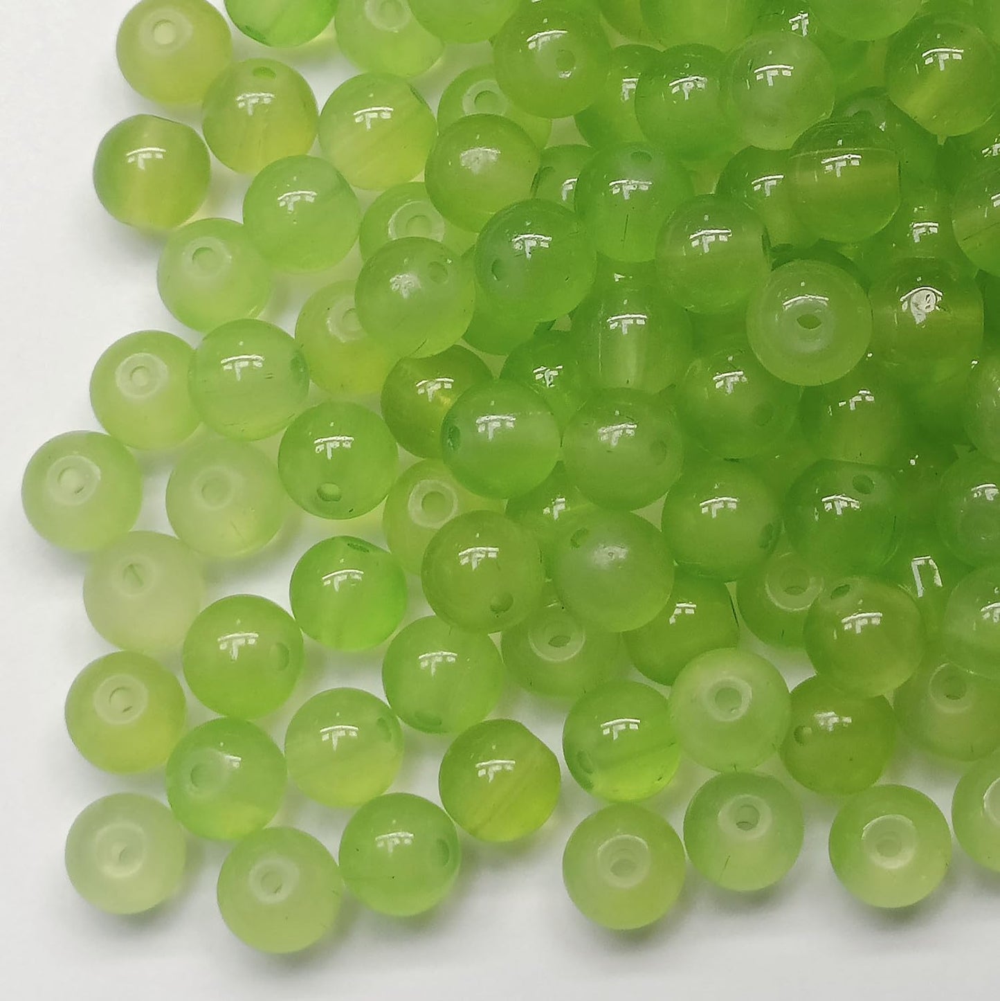 200PCS Glass Beads 8mm Glass Beads for Bracelets Necklaces Jewelry Making DIY Crafts (Light Green)