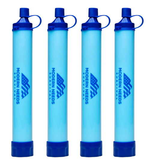 MODERN NEEDS Ready Filter Personal Water Filter Straw | Backpacking Water Filter for Hiking & Camping | Portable Water Purifier Camping | Emergency Survival Gear & Camping Survival Kit | 4 Pack