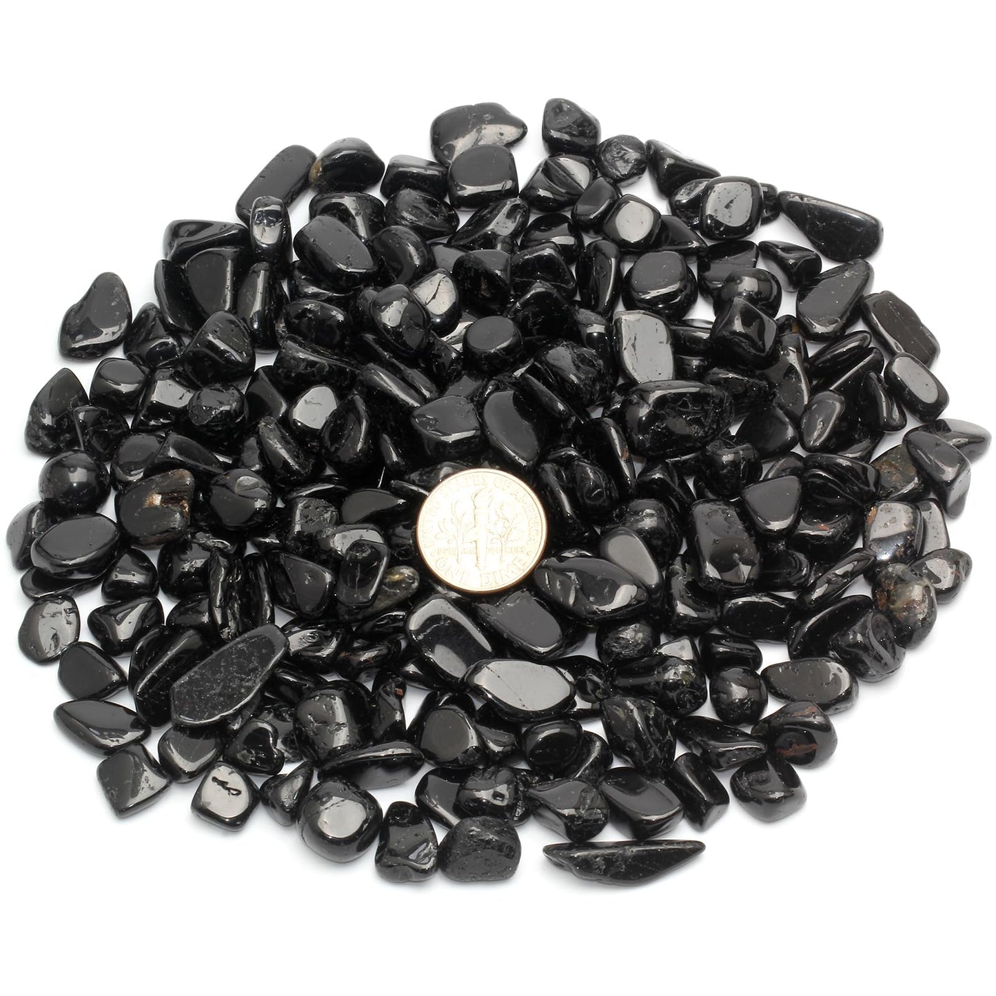 ZenQ 1 lb Black Tourmaline Tumbled Stone Chips Crushed Natural Crystal Quartz Pieces