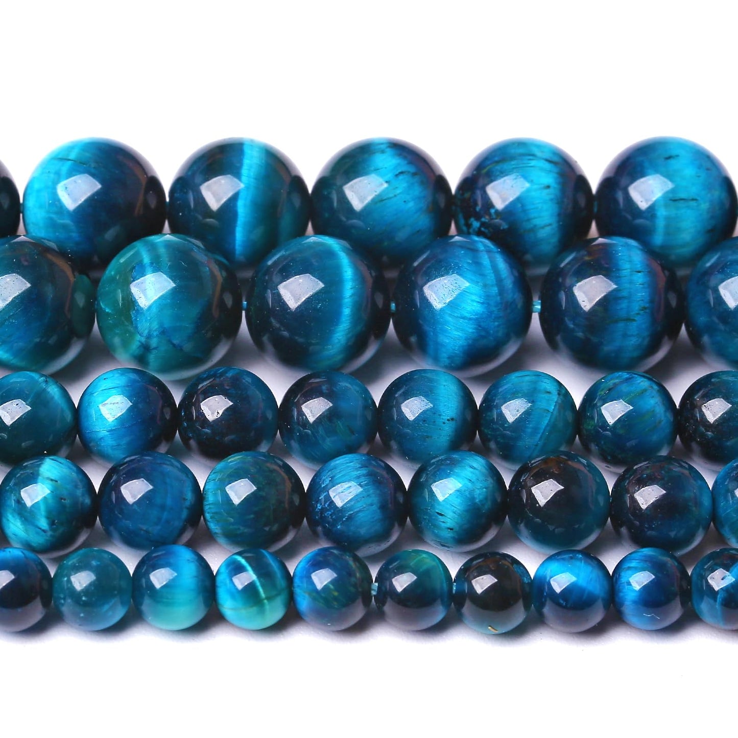 8MM 90pcs Natural Royal Blue Tiger Eye Stone Energy Healing Beads Round Loose Beads for Jewelry Making Bracelet 2 Strands 32"