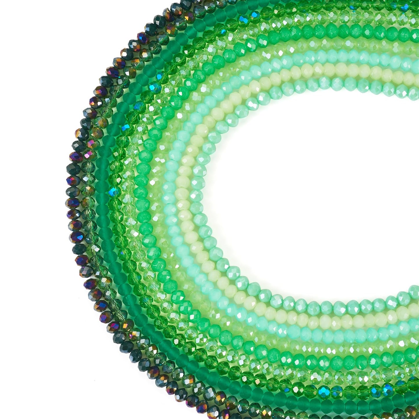 Elecrelive 10 Stands Faceted Rondelle Glass Beads 4mm Crystal Spacer Beads Green Color Loose Beads for DIY Beading Bracelets Necklaces Earrings Jewelry Craft Making