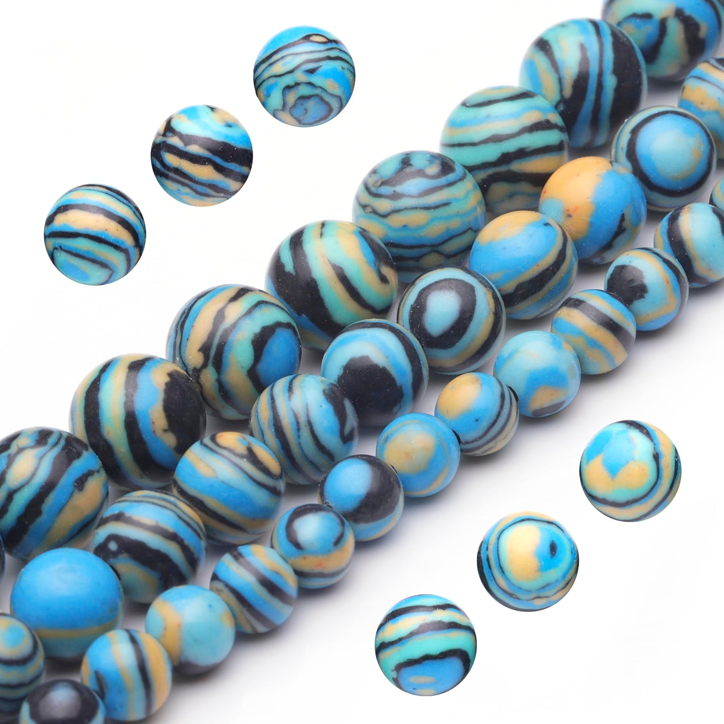 Youngbling Natural Gemstone Beads for Jewelry Making,10mm Blue Malachite Polished Round Smooth Stone Beads for Bracelet Necklace 15 Inch(Blue Malachite,10mm)