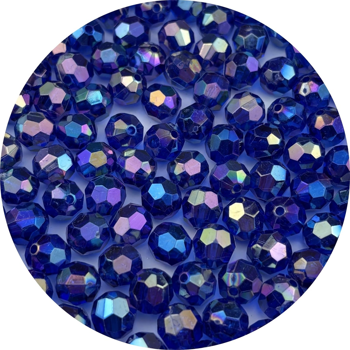 Pinhoollgo 300pcs 8mm Acrylic Faceted Round Beads AB Colors Glossy Acrylic Beads Round Spacer Beads with Hole for DIY Bracelet Necklace Jewelry Making Supplies Handmade Craft(Royal Blue AB)