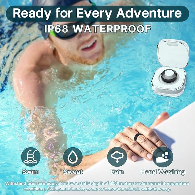 Smart Rings for Women Men,Fitness Tracker Ring,Heart Rate,Blood Oxygen,Blood Pressure,Step Tracker,Sleep Monitoring,No Subscription Fee,IP68 Waterproof Smart Ring for iPhone&Android(Gold 8)