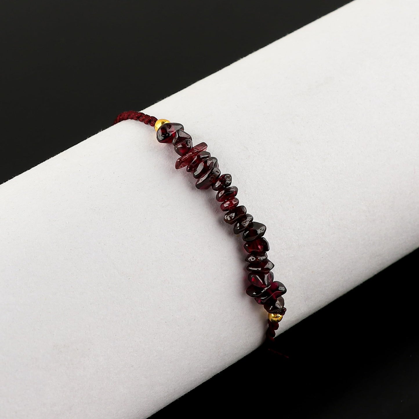TGH Natural Red Garnet Chips Braided Bracelet Healing Birthday Resizable Hand Braid Rope Thread Protection Bracelet for Men Women Gemstone Jewelry 7 inch Christmas Gift (Red Garnet)