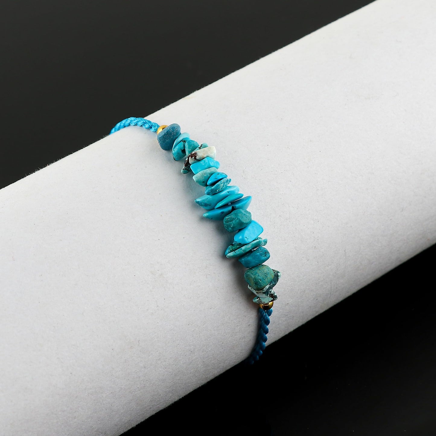 TGH Natural Turquoise Chips Braided Bracelet Healing Birthday Gift for Her Resizable Hand Braid Rope Thread Protection Bracelet for Men Women Gemstone Jewelry Christmas Gift (Turquoise)