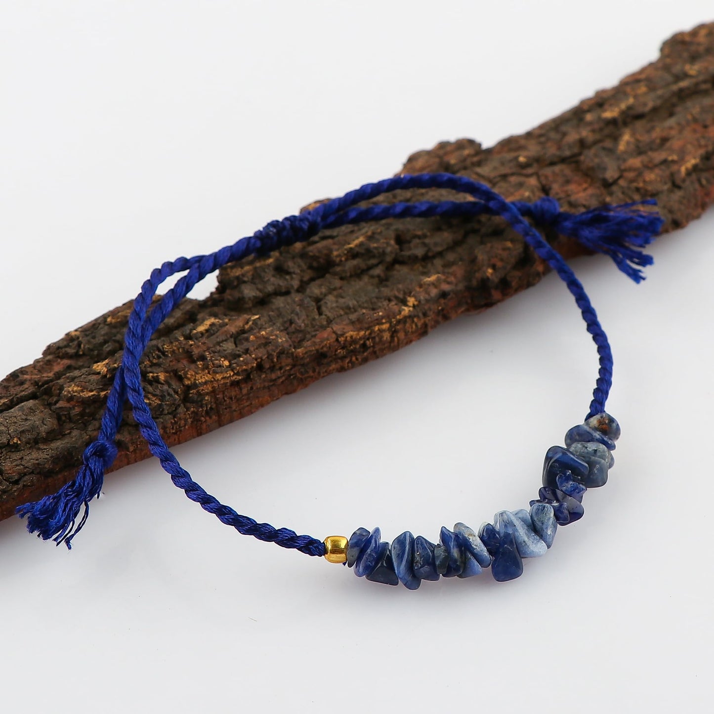 TGH Natural Sodalite Chips Braided Bracelet Healing Birthday Gift for Her Resizable Hand Braid Rope Thread Protection Bracelet for Men Women Gemstone Jewelry 7 inch Christmas Gift (Sodalite)