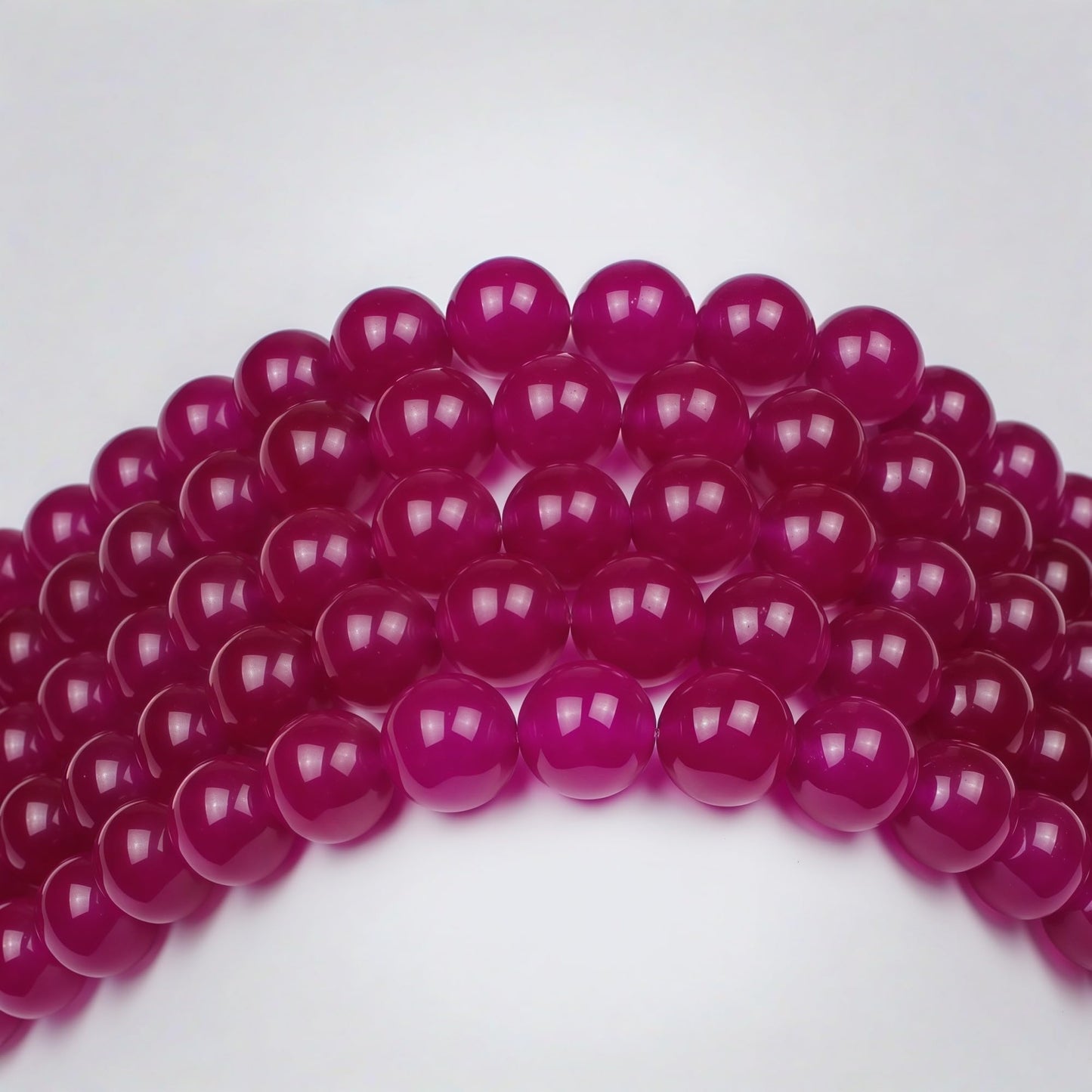 MJDCB Natural Rose Red Jade Round Loose Beads for Jewelry Making DIY Bracelet Necklac (8mm)
