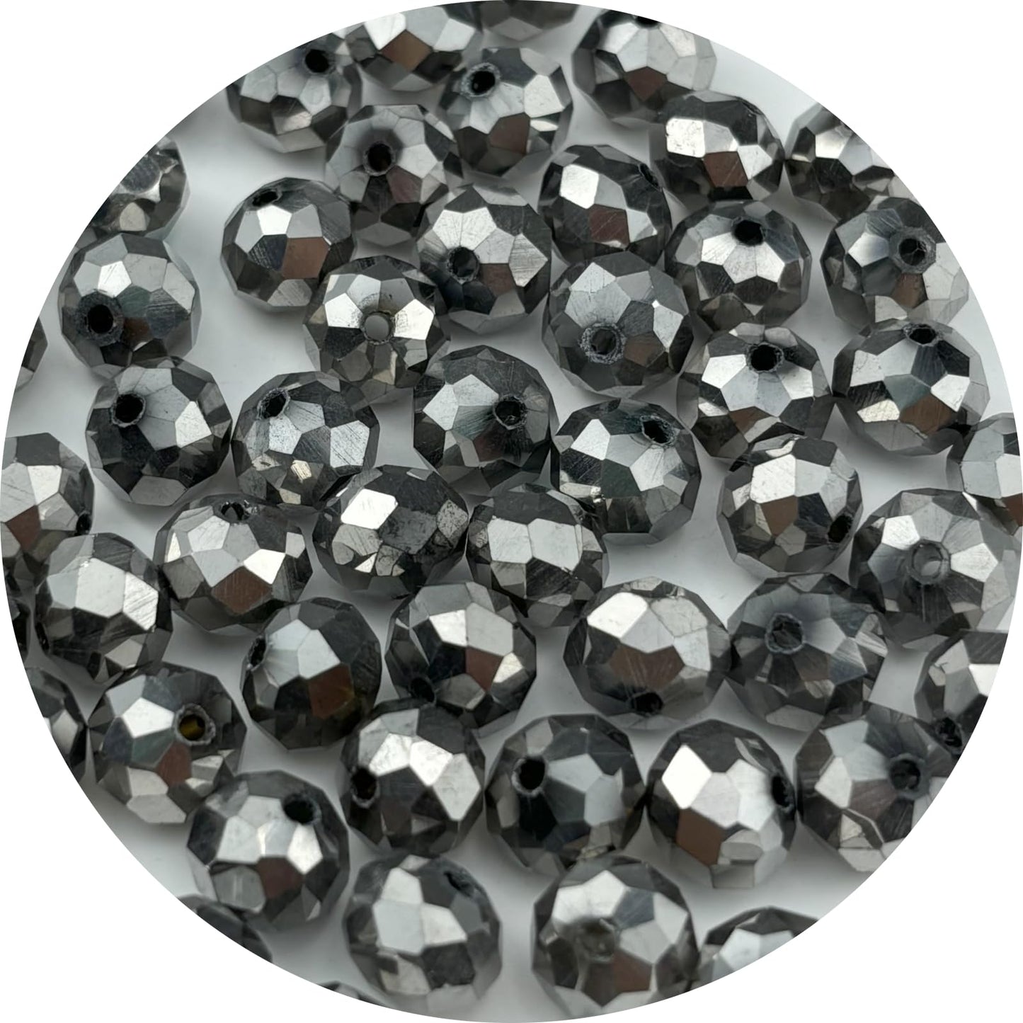 YUEXIGO 150pcs 8mm Crystal Glass Beads for Jewelry Making, Faceted Rondelle Glass Spacer Beads for Wind Chimes Bracelet Earring Necklace DIY Craft(Silver)