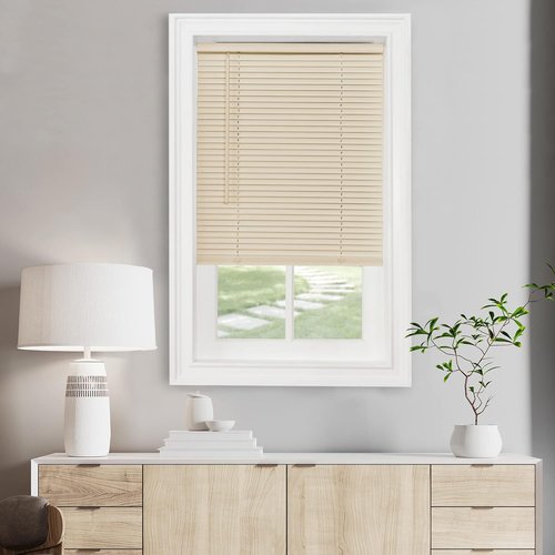 Achim Home Decor Cordless Light Filtering Mini Blinds - 28" W x 72" L - 1" Slat Size - Alabaster