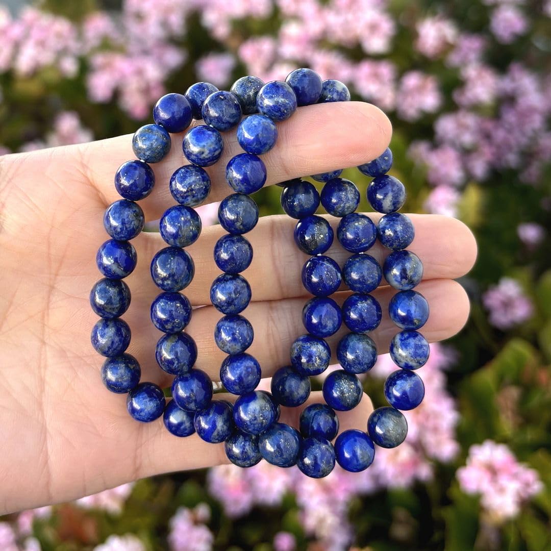Adabele Real Natural Blue Lapis Lazuli Gemstone Beaded Bracelet 7.5 inch Stretch Chakra Healing Crystal Stone Jewelry Women Mom Gift GB8-B20