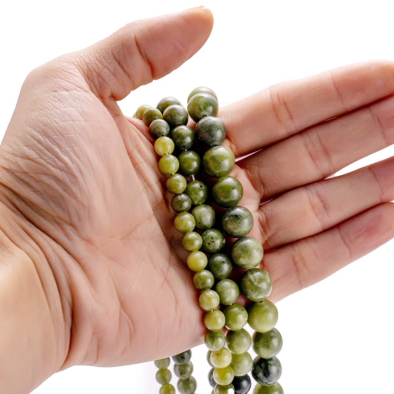 BEADIA Taiwan Green Jade Natural Stone Round Loose Semi Gemstone Beads for Jewelry Making 6MM 61PCS