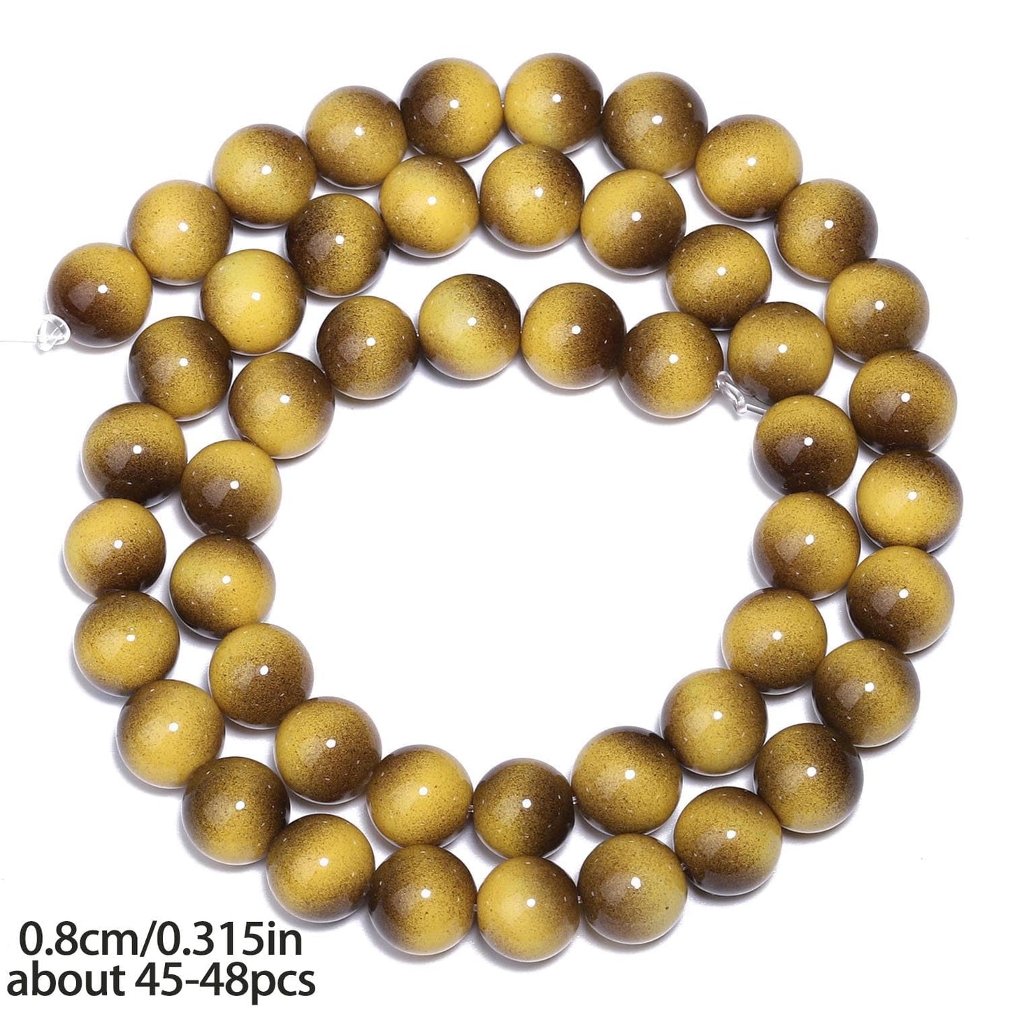 Song Xi 45PCS 8mm Khaki Tiger Eye Gemstone Beads for Jewelry Making, Round Smooth Glass Beads for DIY Bracelet Necklace Earring Keychain, Arts and Crafts, for Christmas Wedding Birthday