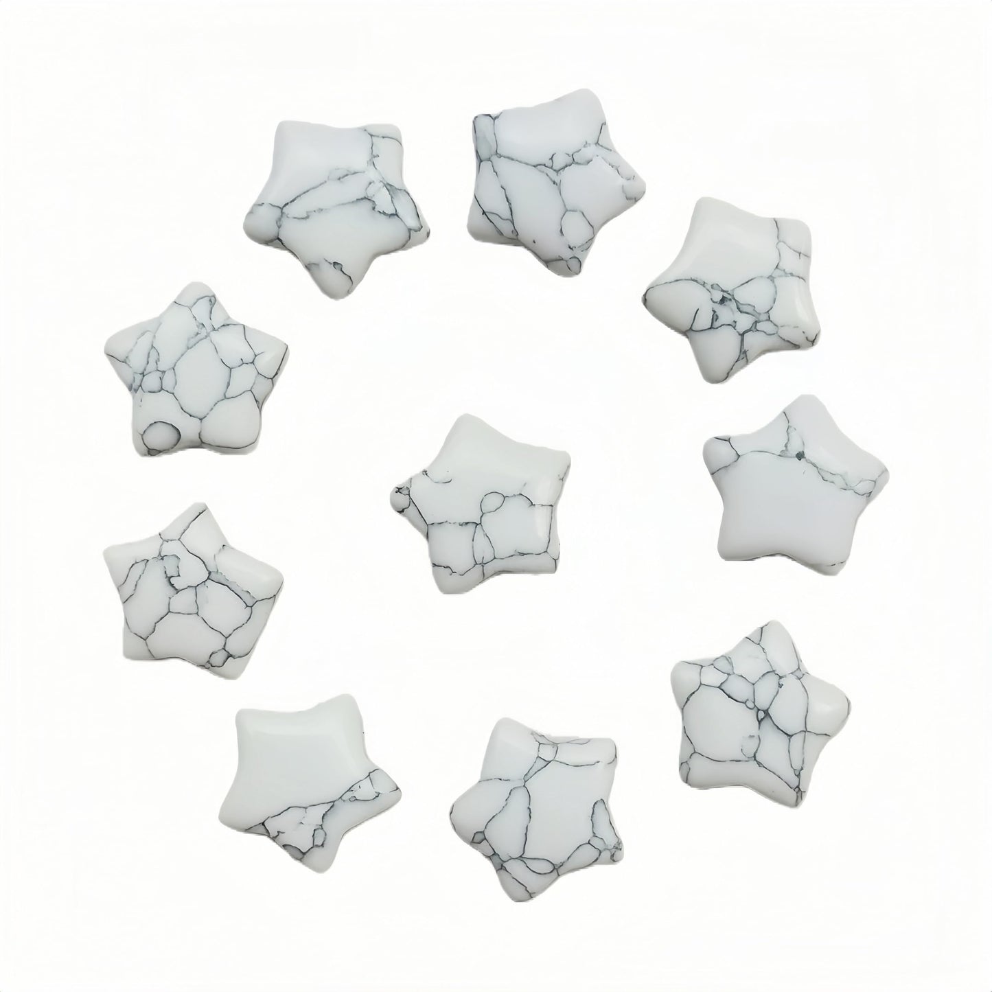 Sunshcat Synthetic White Howlite Turquoise 10Pcs Star Shaped Thumb Crystals and Healing Stone,0.6" Haped DIY Jewelry Pendant ﻿