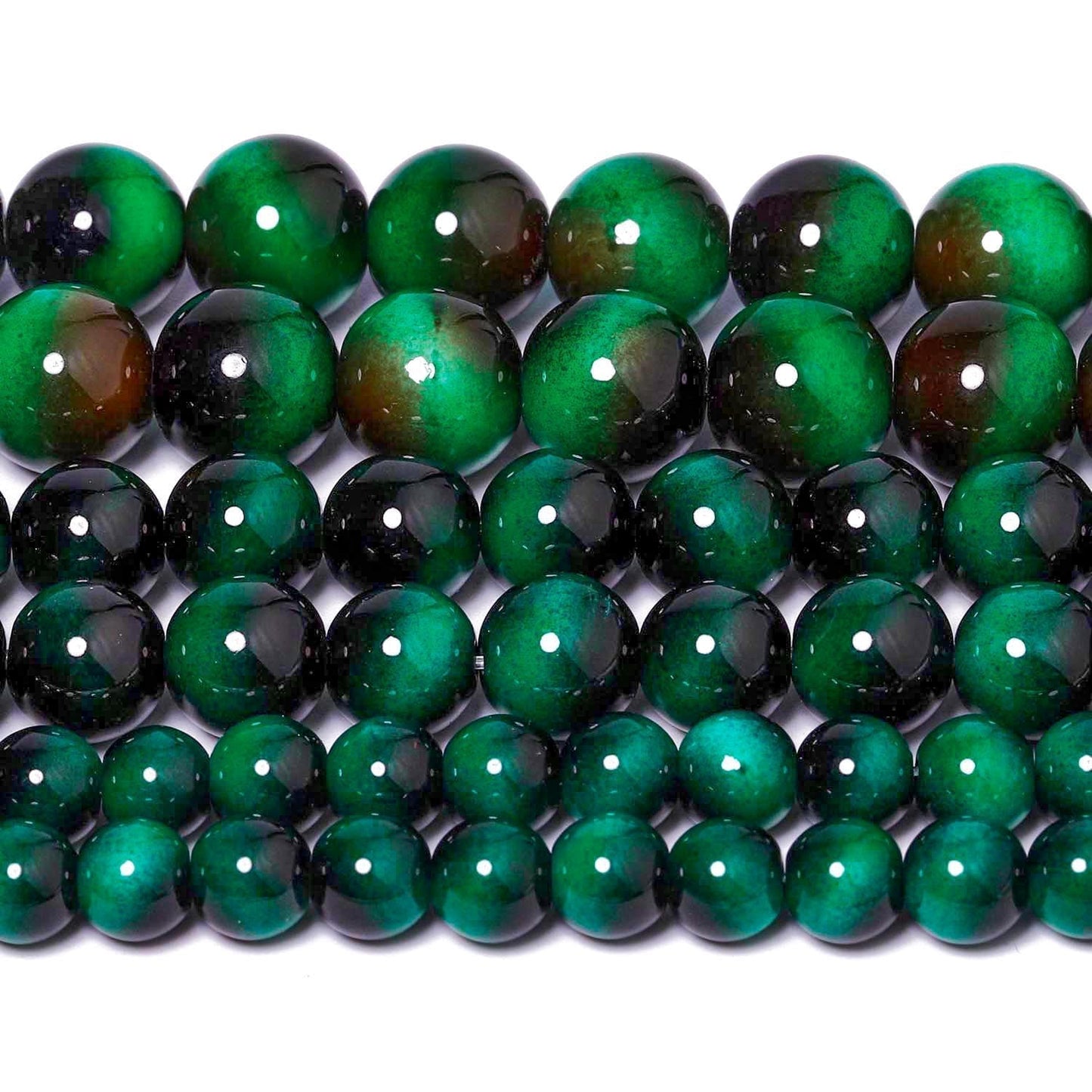 Song Xi 45PCS 8mm Green Tiger Eye Gemstone Beads for Jewelry Making, Round Smooth Glass Beads for DIY Bracelet Necklace Earring Keychain, Arts and Crafts, for for St. Patrick's Day Wedding Birthday