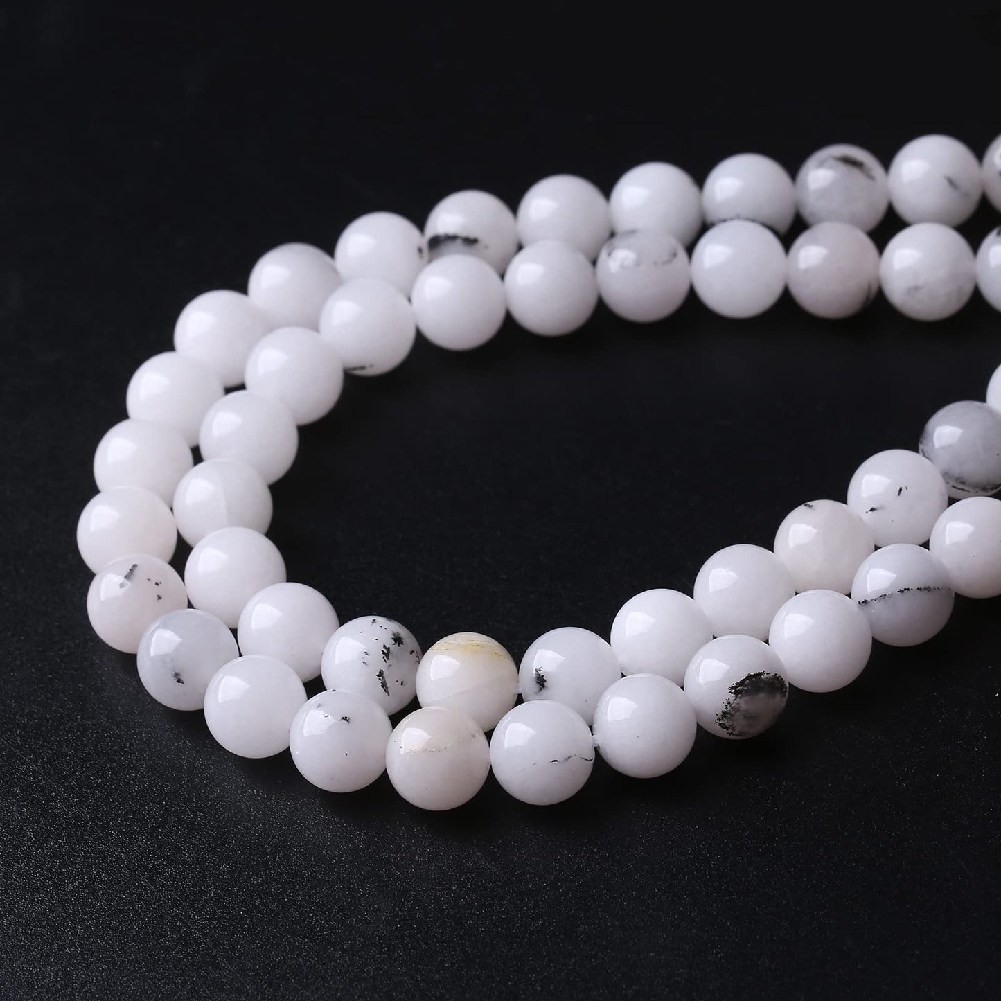 90PCS 4MM Black Rutilated Quartz Beads Round Loose Stone Beads for Jewelry Making DIY Energy Stone Healing Power Bracelet 15"