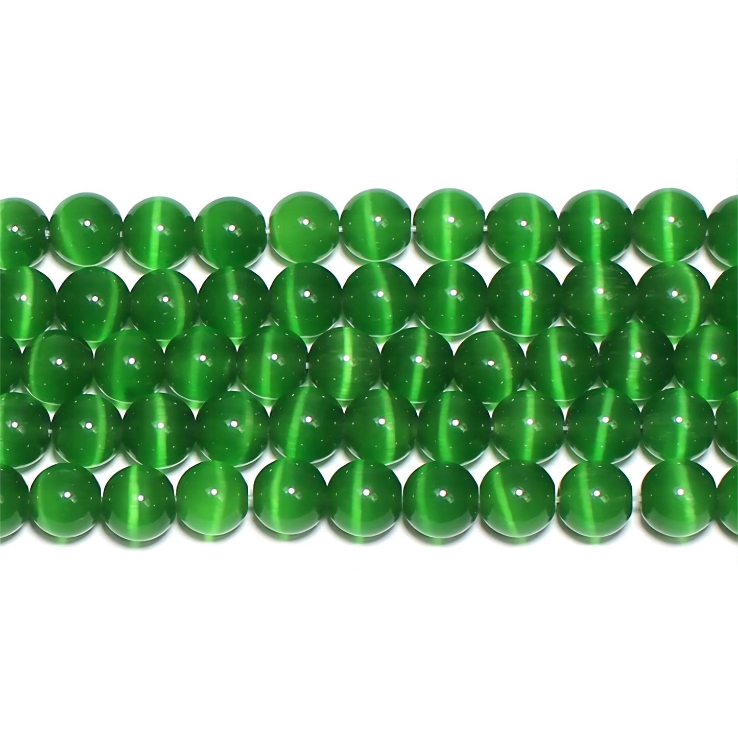 MJDCB 35pcs Dark Green Cat Eye Stone Beads 10mm Round Crystal Loose Bead for Jewelry Making DIY Bracelets Necklace Accessories