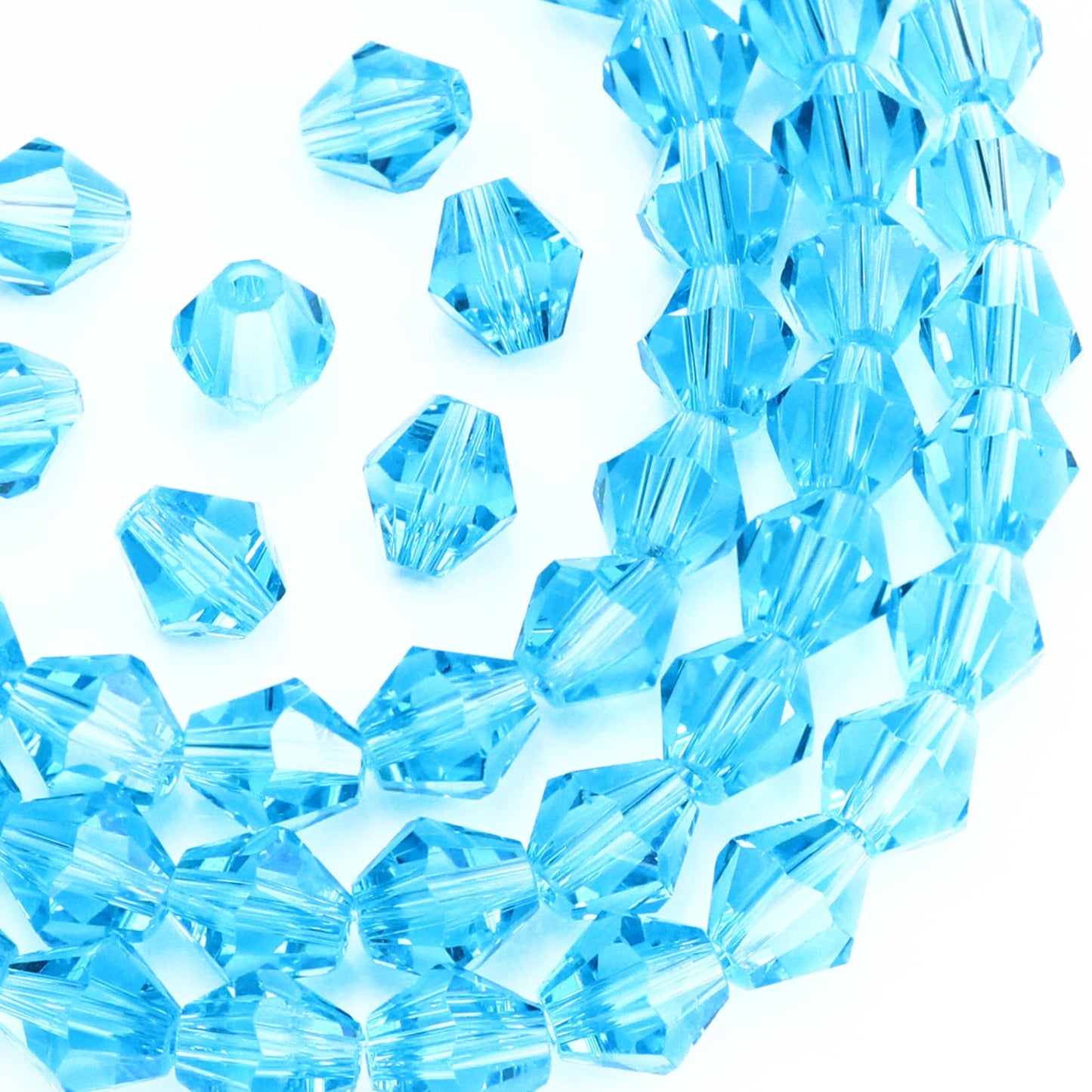 Dowarm 250PCS 6MM Bicone Beads, Bulk Faceted Crystal Glass Beads for Jewelry Craft Making, DIY Bracelet, Necklace, Dolls, Aquamarine Blue