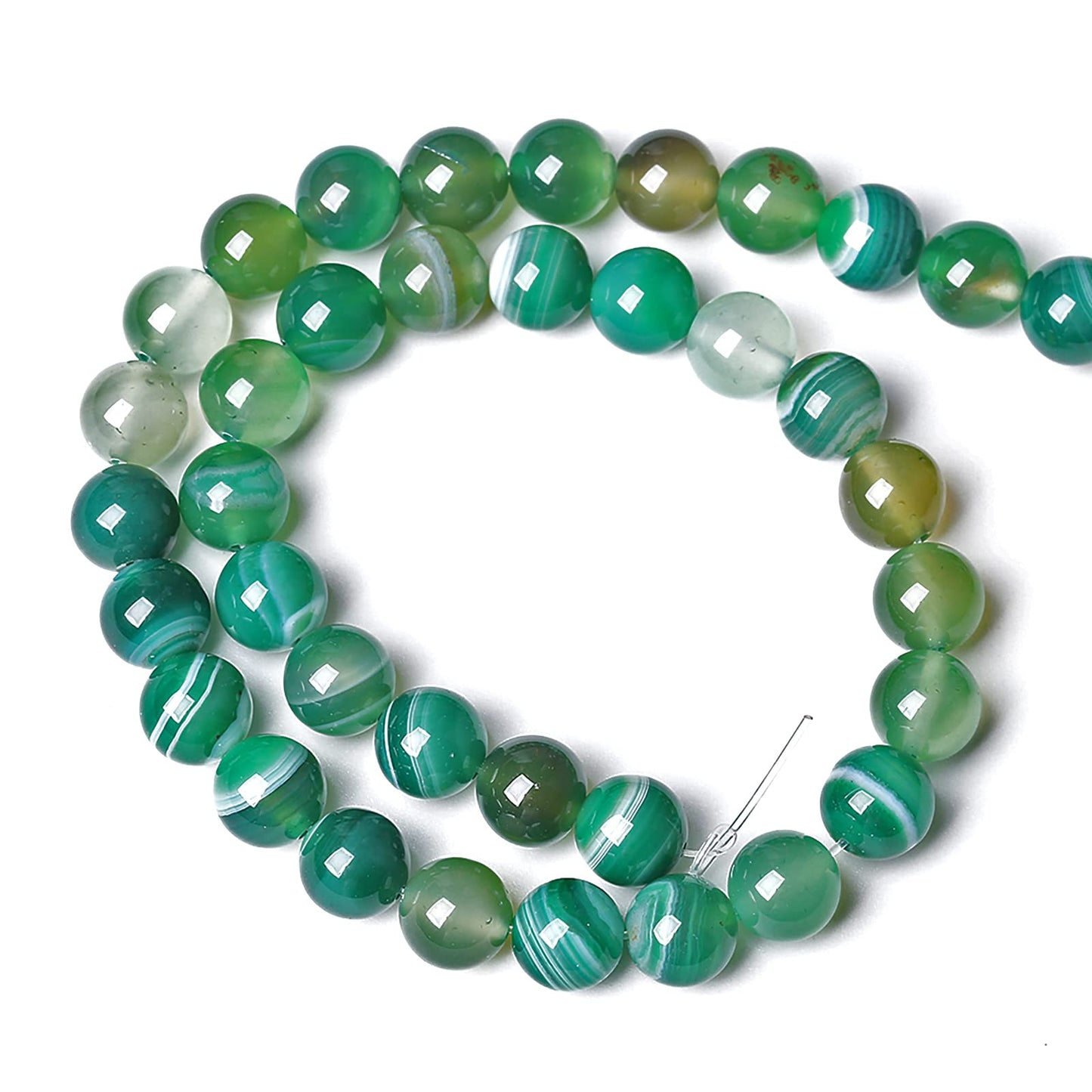 8MM 45PCS Natural Stone Green Agate Onyx Loose Beads for Jewelry Making DIY Bracelet Necklace