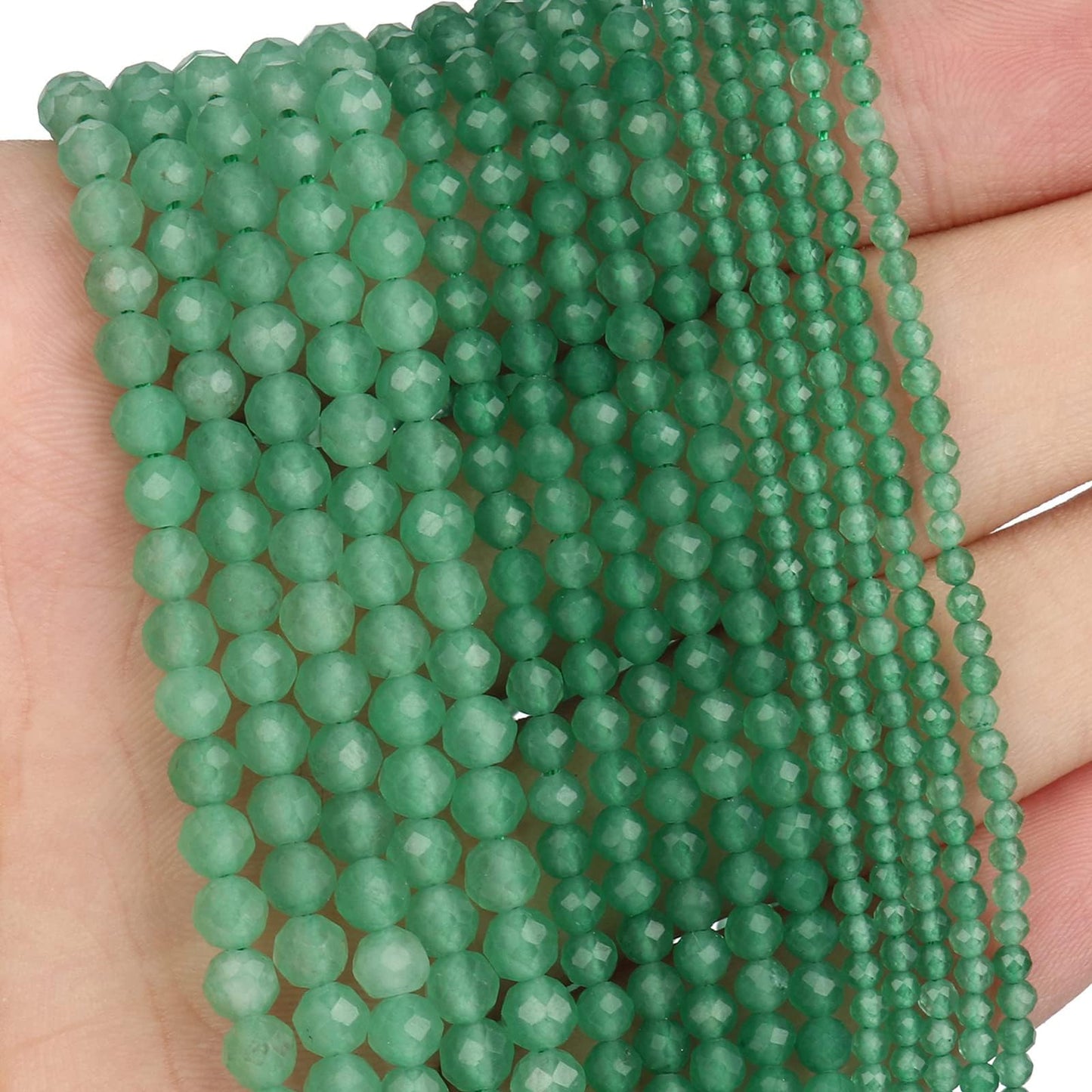 Song Xi 90pcs 4mm Natural Green Aventurine Gemstone Beads Faceted Round Loose Stone Beads for Jewelry Making (1 Strand)