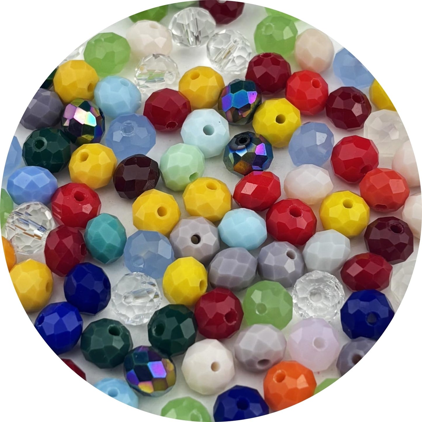 Pinhoollgo 100pcs 8mm Crystal Glass Beads Faceted Rondelle Glass Spacer Beads for Bracelets Necklace Pendants Earrings Key Chains Jewelry Making(Random Colors)