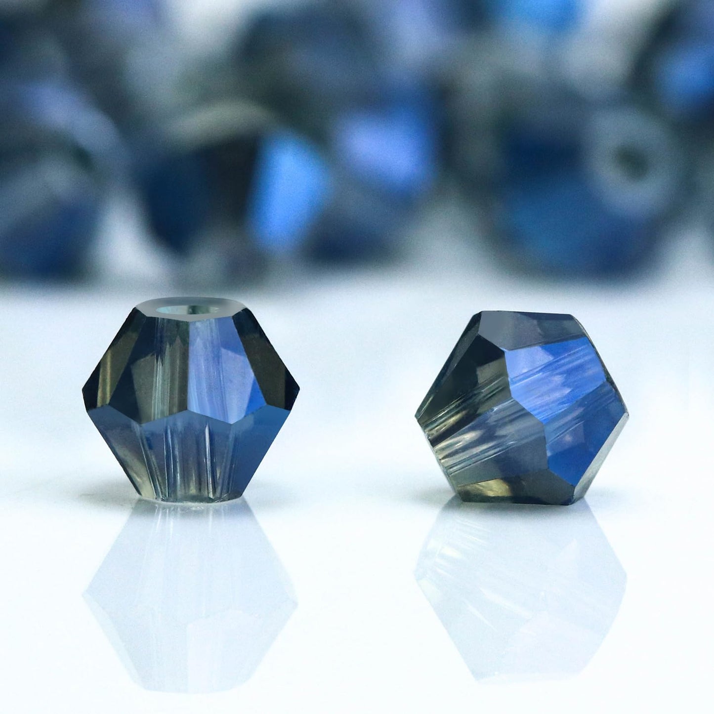Dowarm 100PCS 8MM Crystal Bicone Beads for Crafts, Jewelry Making, DIY Bracelet, Necklace, Dolls, Wine Charms, Wind Chimes, Suncatchers, Bulk Faceted Loose Glass Beads, Transparent Blue