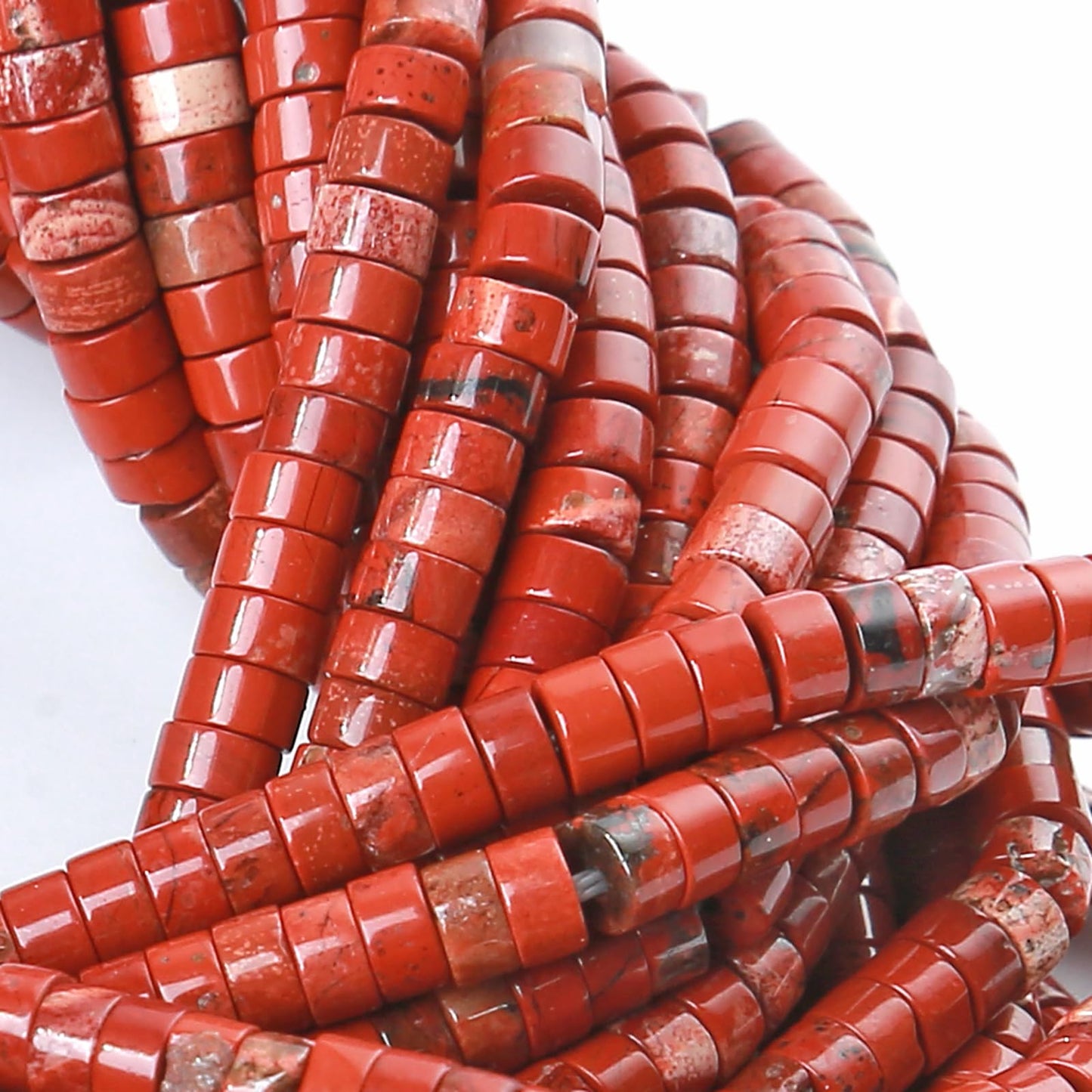 2x4MM 150PCS Chinese Red Jasper Tube Cylinder Rondelle Abacus Disk Spacer Loose Beads for Jewelry Making