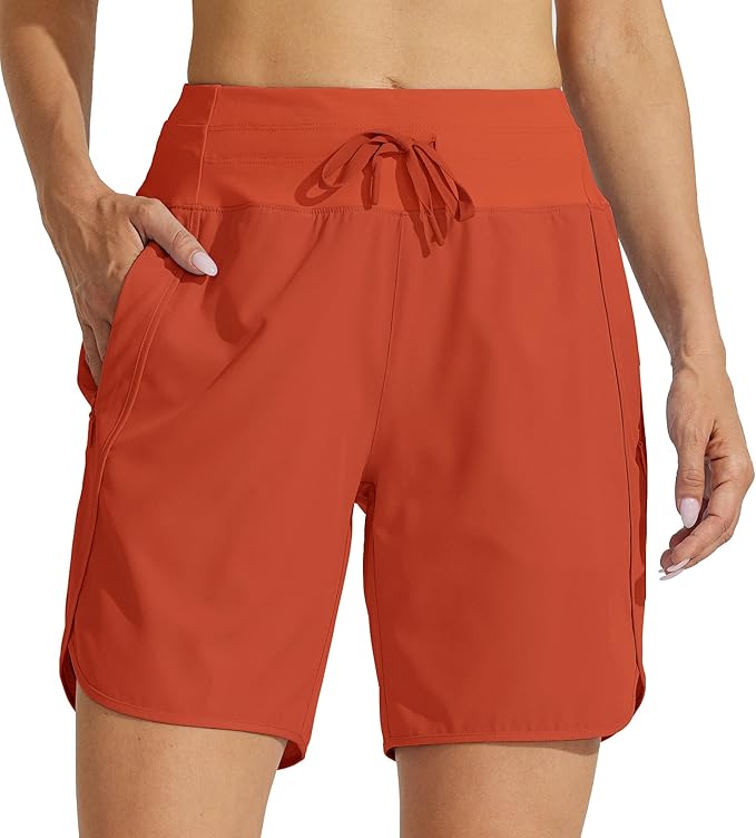 Willit Women's 7" Athletic Running Shorts Long Workout Hiking Shorts Quick Dry High Waisted Active Zipper Pocket(3X-Large)