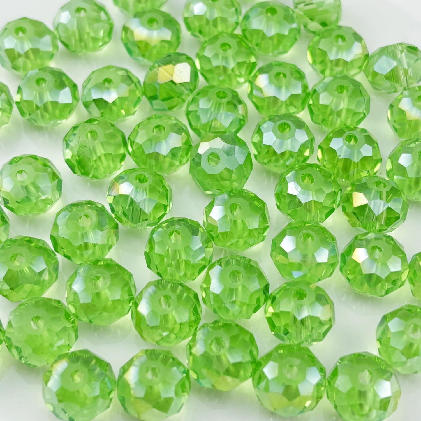 YHYPOCI 100pcs 8mm Crystal Glass Beads for Crafts Faceted Rondelle Glass Beads for Jewelry Making Crystal Spacer Beads for Necklaces Bracelets Earrings DIY Craft(Light Green AB)
