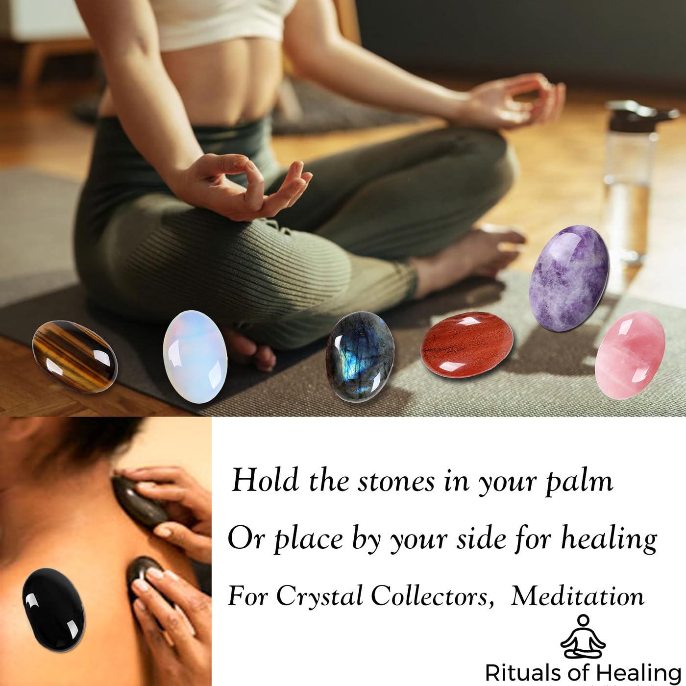 MAIBAOTA 2.4" Large Green Aventurine Crystal Stone Polished Palm Stone Healing Crystals 0.7" Thick Natural Reiki Gemstone Worry Stone Energy Balancing Anxiety Stress Relief Meditation 1 Pc