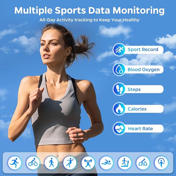 Ultra-Thin Smart Ring for Women Men,Sleep Tracker Ring with Heart Rate, Waterproof Fitness Ring for Activity Monitoring/Steps/Calories,No Subscription Fee,for iSO & Android (Silver,10#)