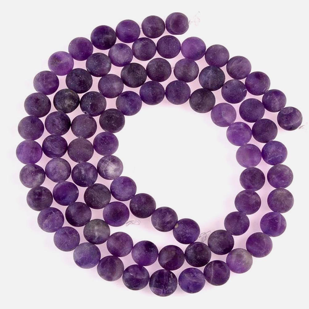PLTbeads Natural Gemstone Loose Beads Matte Approxi 15.5 inch DIY Bracelet Necklace for Jewelry Making (10mm, Matte Purple Amethyst)