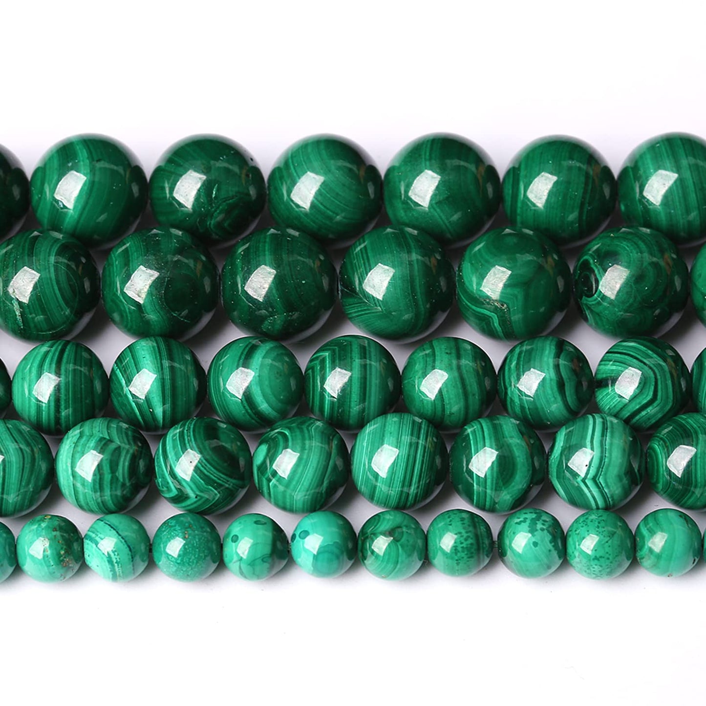 10MM 19PCS Natural Stone Green Malachite 3A Grade Gemstone Loose Beads for Jewelry Making DIY Bracelet