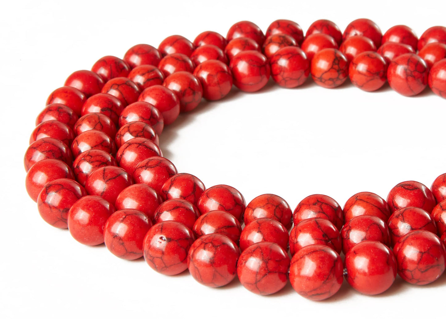 100pcs 10mm Red Turquoise Beads Natural Gemstone Beads Round Loose Beads for Jewelry Making
