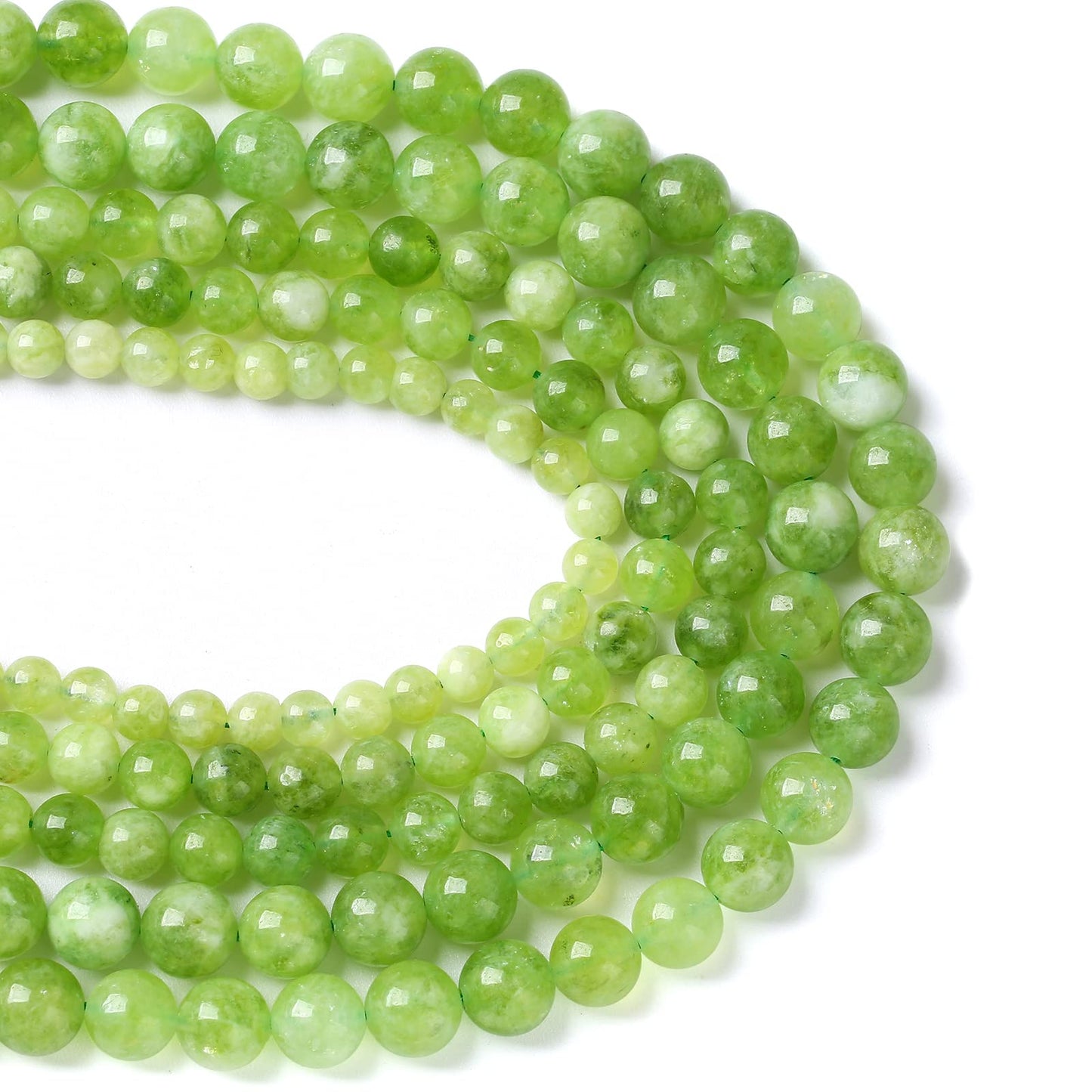 8MM 45PCS Natural Green Peridot Jade Quartz Beads for Jewelry Making DIY Bracelet Crystal 1 Strand