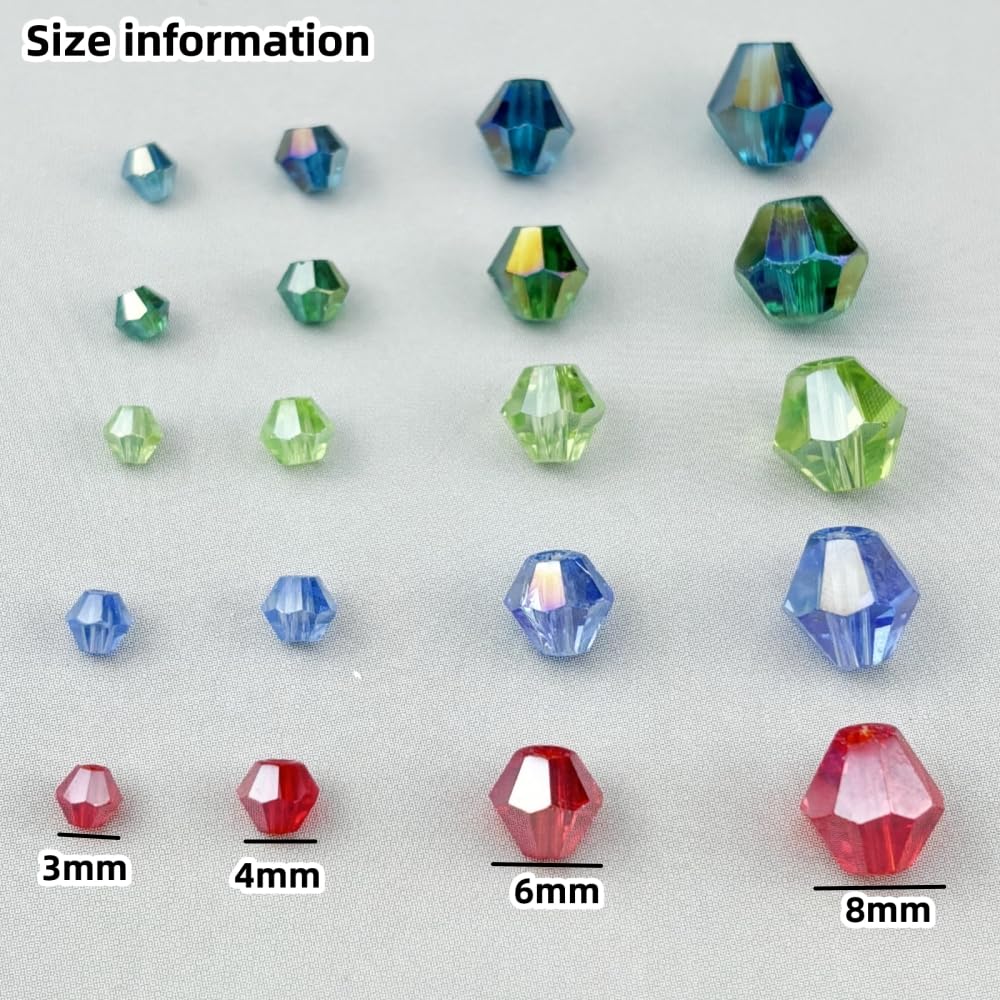 Pinhoollgo 600pcs 3mm Bicone Crystal Glass Beads Faceted Bicone Crystal Beads Bulk Glass Spacer Beads for Bracelets Necklace Pendants Earrings DIY Jewelry Craft Making(Silver)