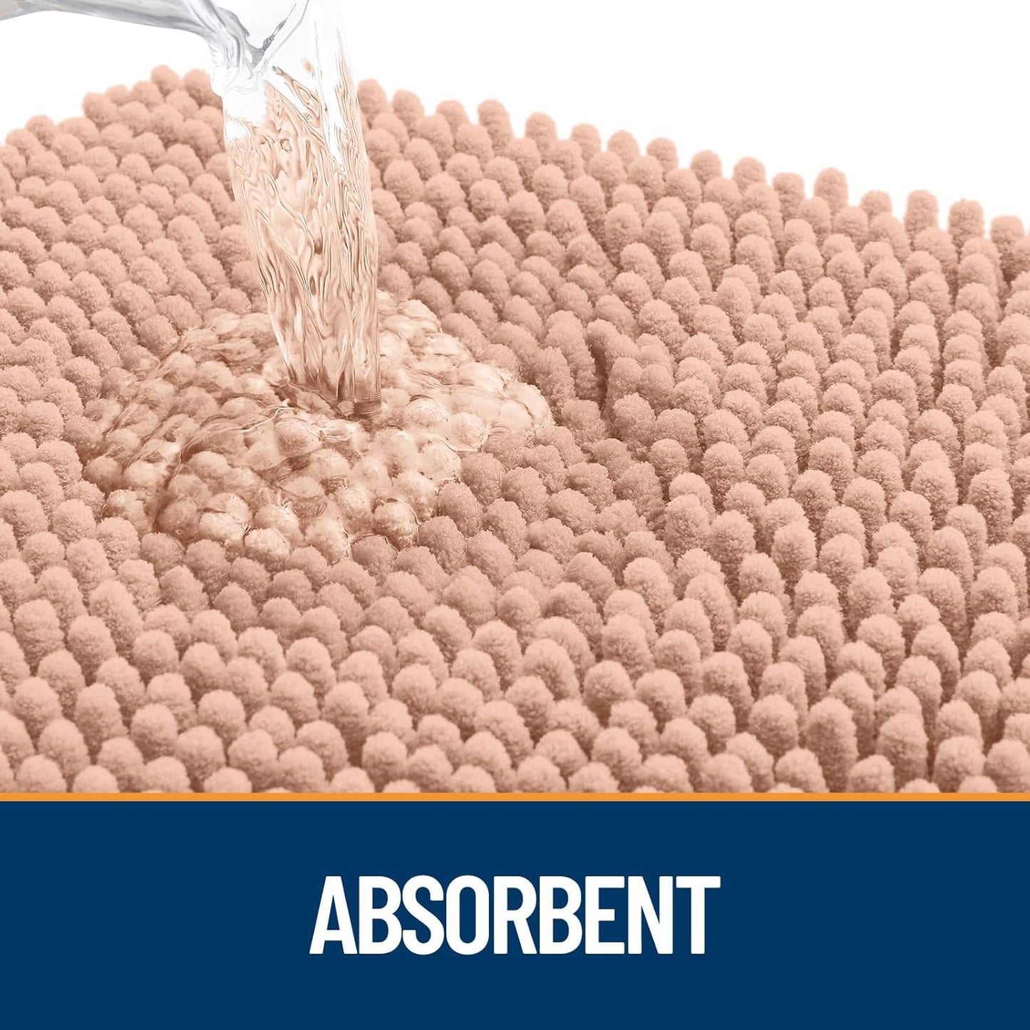 OLANLY Dog Door Mat - Absorbent Non-Slip Chenille for Muddy Paws | Quick Dry 59x32 Peach Indoor Carpet