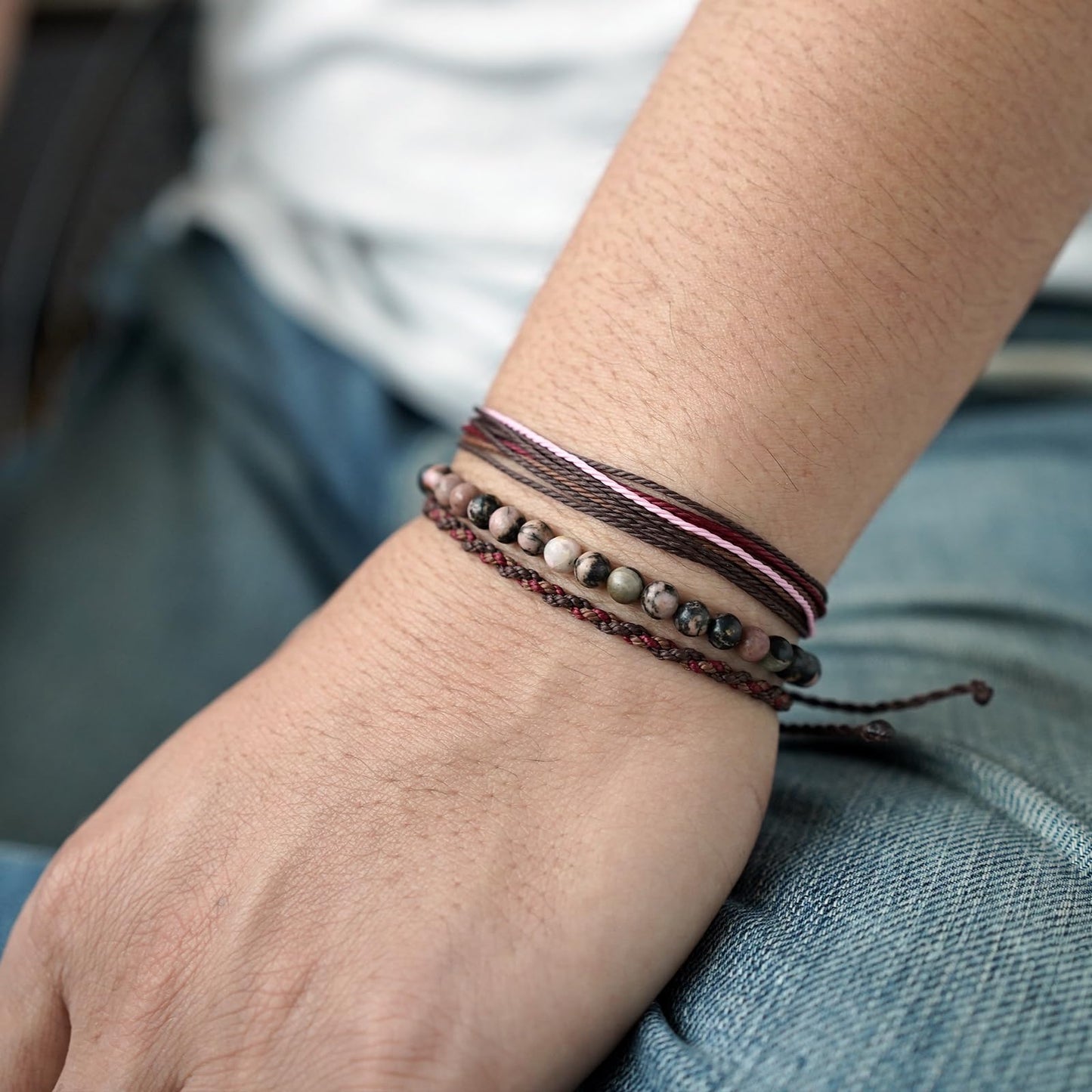 Handmade Natural Stone Beaded Healing Bracelet Gift for Men Adjustable Rope String Bracelet (rhodochrosite, Adjustable)