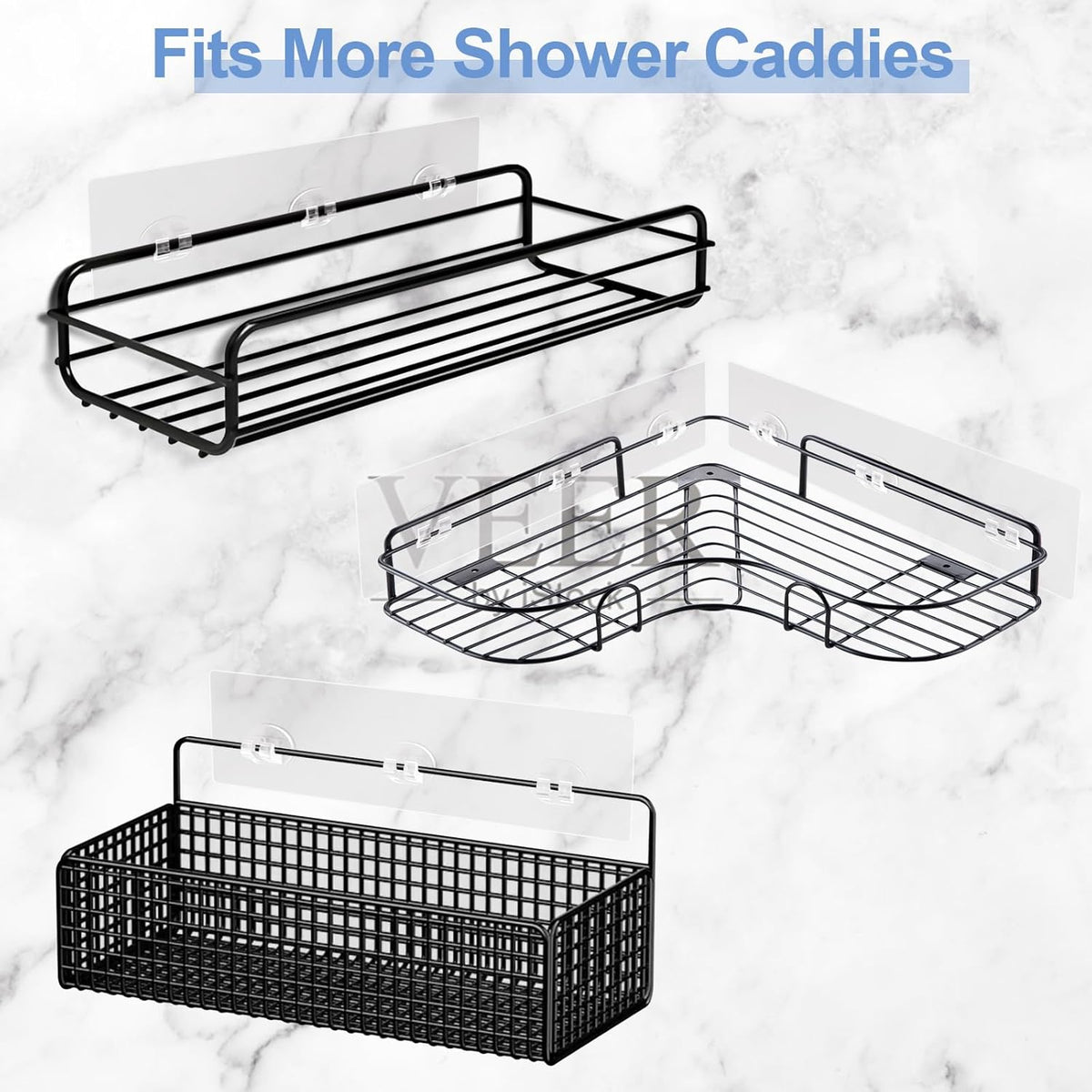 Skiennix Shower Caddy Adhesive Strips - Strong Waterproof Replacement | No Drilling, 2 Pack