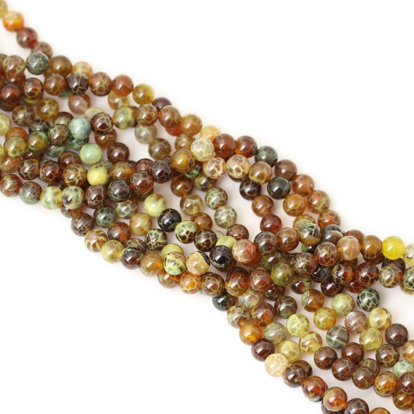 CHEAVIAN 45PCS 8mm Antique Style Dragon Vein Agate Gemstone Round Loose Beads for Jewelry Making