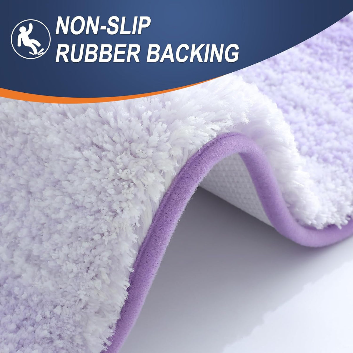 OLANLY Luxury U-Shaped Toilet Rugs - Extra Soft, Absorbent Microfiber Bath Mat | 24x20, Light Purple