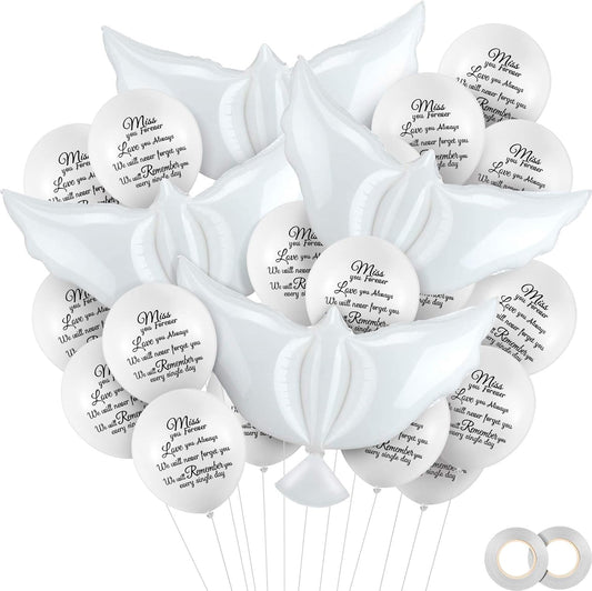 Skylety 36 Pcs Memorial Balloons - Peace Dove Balloons for Remembrance | White Helium Decorations