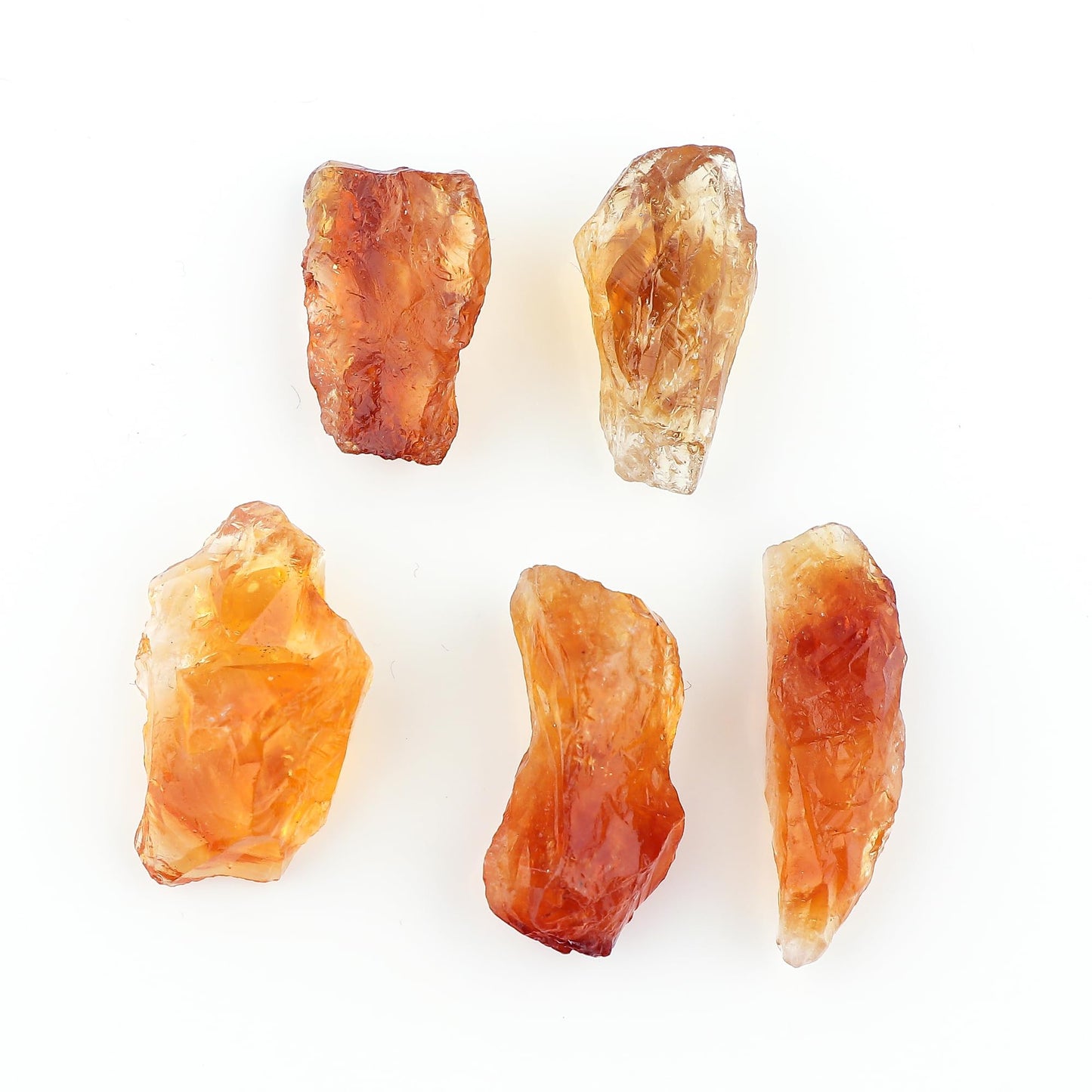 CRYSTALINES 5pcs Genuine Raw Madeira Citrine Gemstone, Wholesale Rough Crystals, DIY Crafts-Jewelry Making, Bulk Assorted Loose Stone Supplies, November Birthstone, Gem Collection