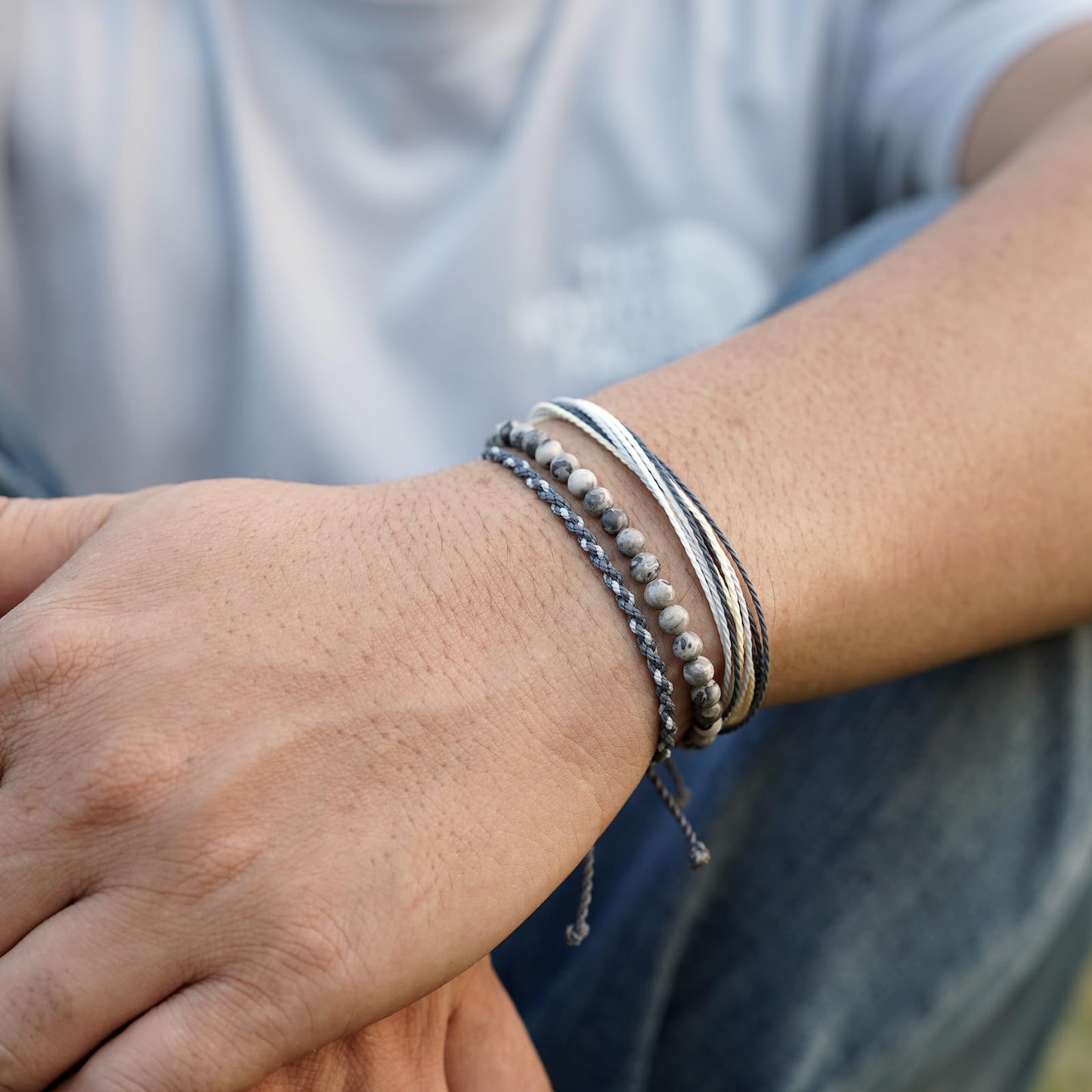 Handmade Natural Stone Beaded Healing Bracelet Gift for Men Adjustable Rope String Bracelet (picasso jasper, Adjustable)