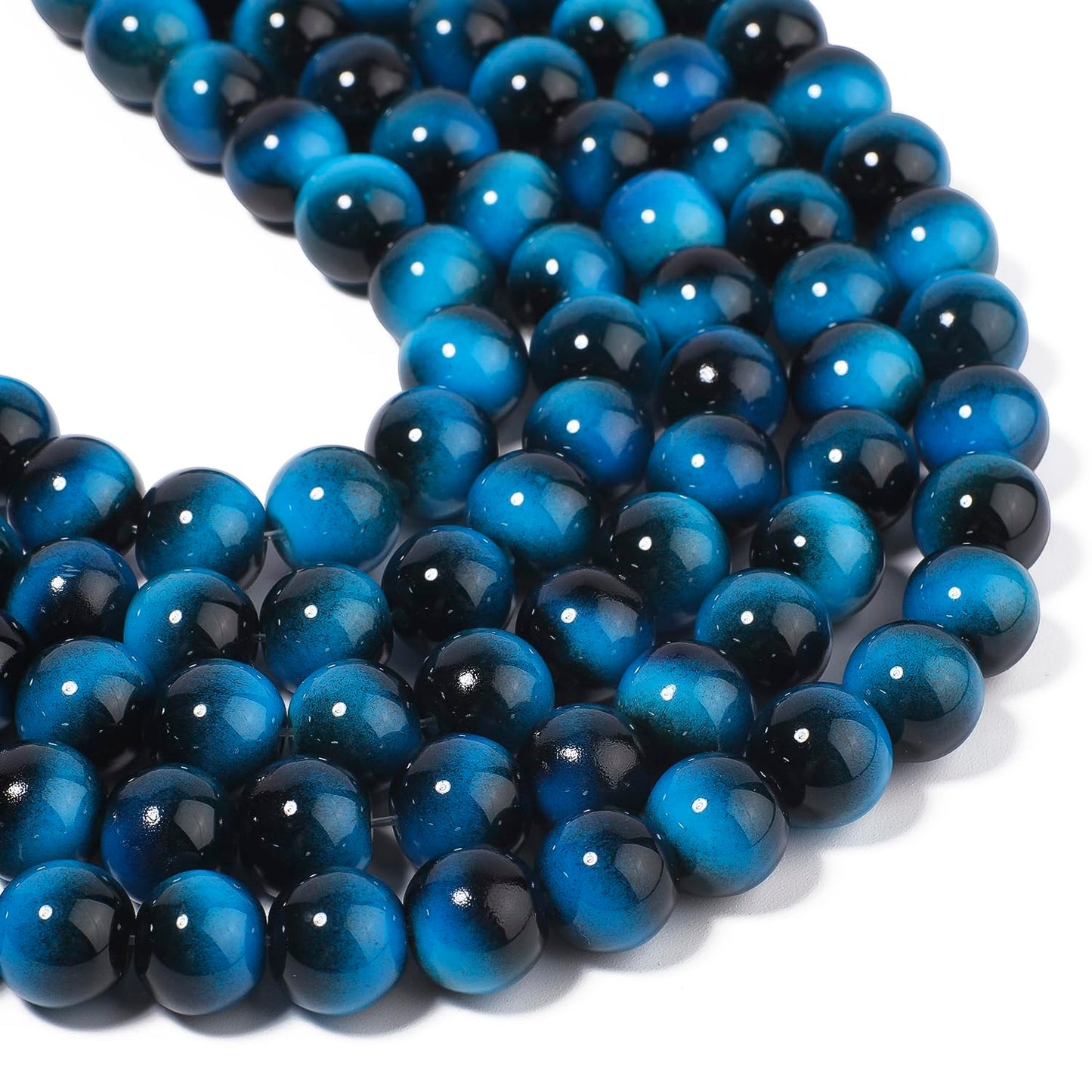 Song Xi 28PCS 12mm Blue Tiger Eye Gemstone Beads for Jewelry Making, Round Smooth Glass Beads for DIY Bracelet Necklace Earring Keychain, Arts and Crafts, for Christmas Wedding Birthday