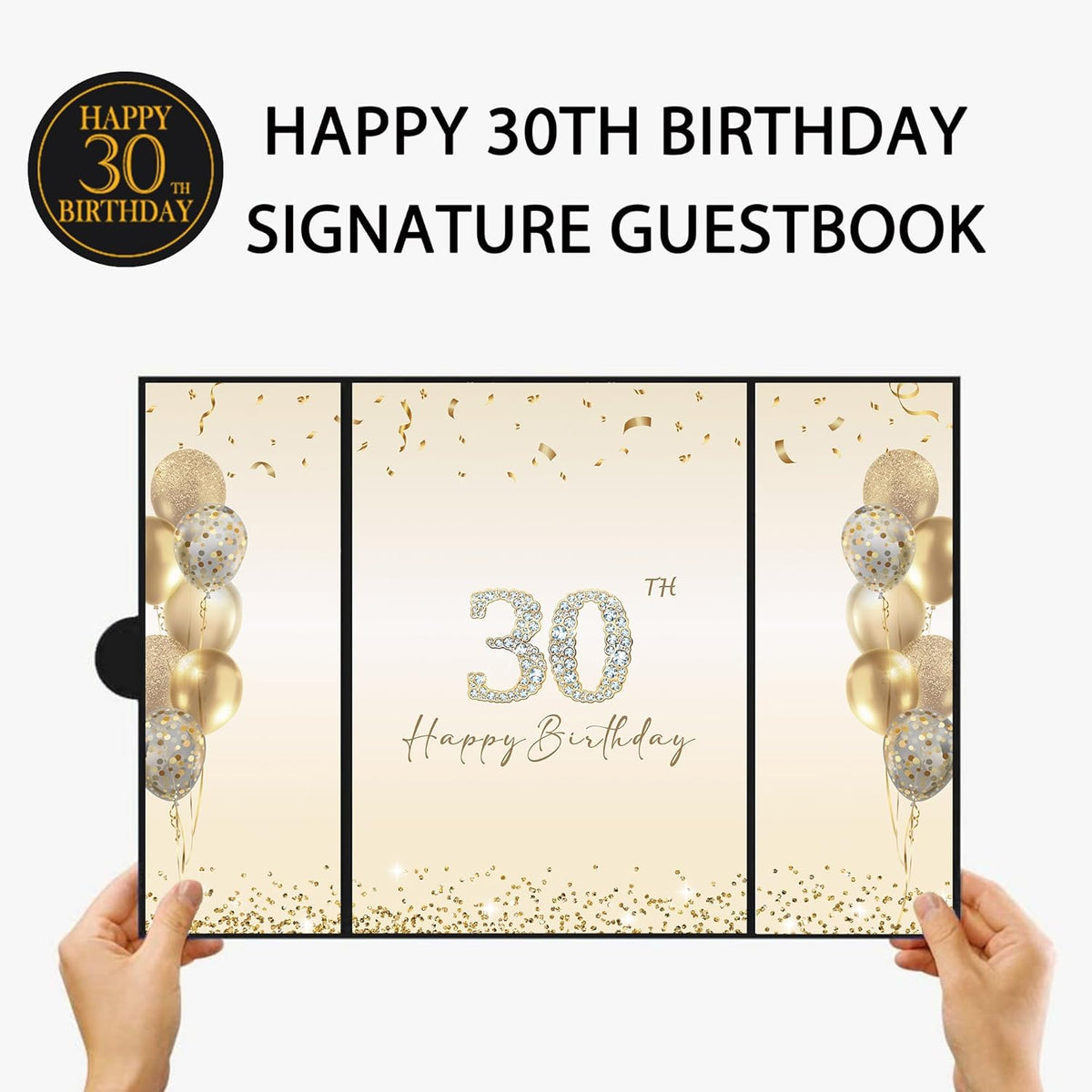DARUNAXY 30th Birthday Party Decorations - Alternative Signature Guest Book | Black Gold Theme