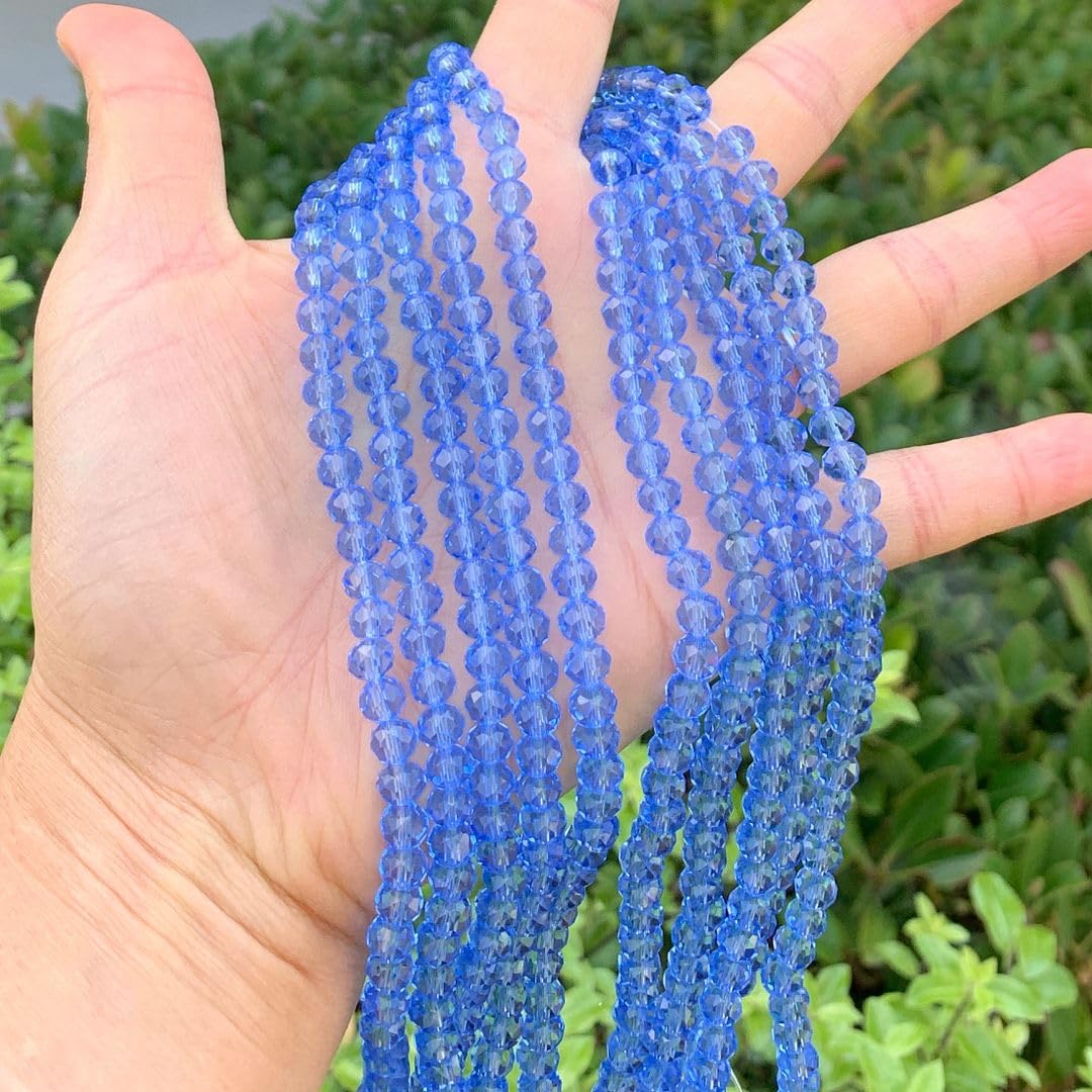 1000pcs Czech Faceted Rondelle Crystal Glass Loose Beads 6mm Spacer Bulk Light Sapphire Blue for DIY Craft Jewelry Making CCR614