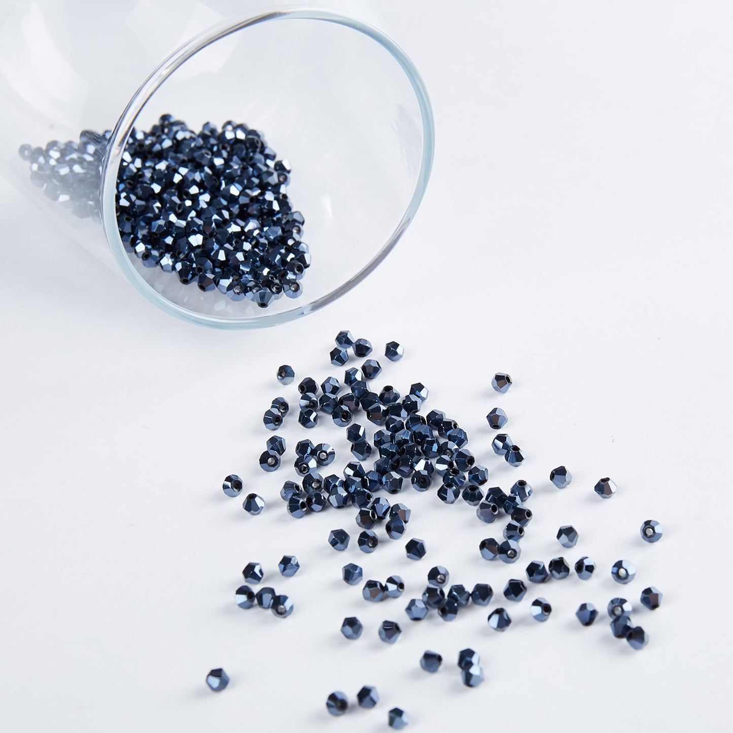 Laopottbeads 1200PCS 3mm Bicone Crystal Glass Beads for Jewelry Making, Sparkling Mini Beads for Suncatchers, DIY Bracelets & Craft Projects (Navy Blue)