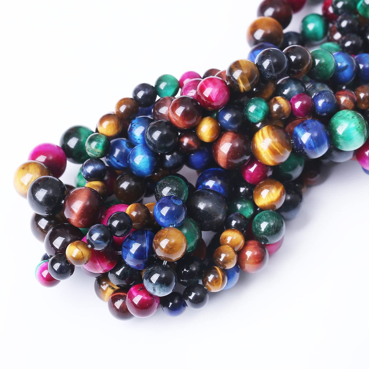 60PCS 6MM AAA Colorful Tiger Eye Stone Beads Natural Gemstone Bead Crystal Healing Energy Jewelry Making DIY 15 inches