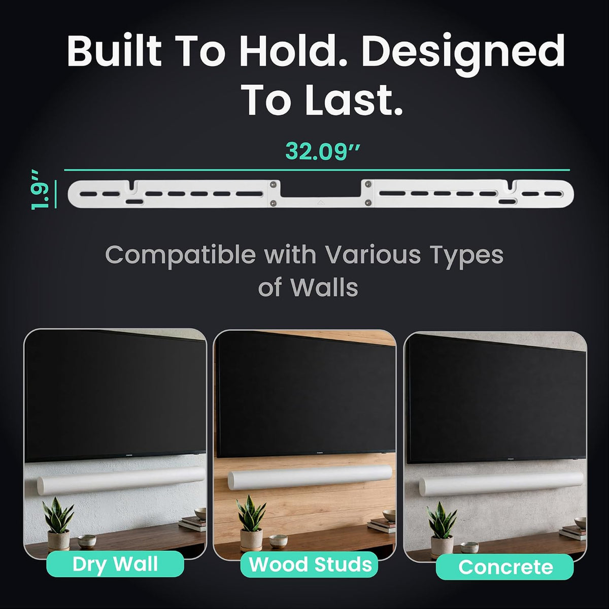 ynVISION.DESIGN Soundbar Wall Mount compatible with Sonos Arc Ultra and Sonos Arc - Includes All Hardware and Anchors